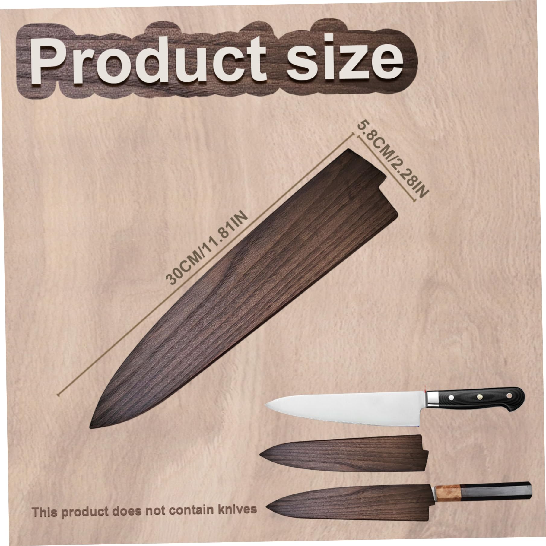 Funda para Cuchillo de Madera de 11, 8 Pulgadas, Protector de Hoja para Cuchillos de Chef y Gyuto, Cubiertas