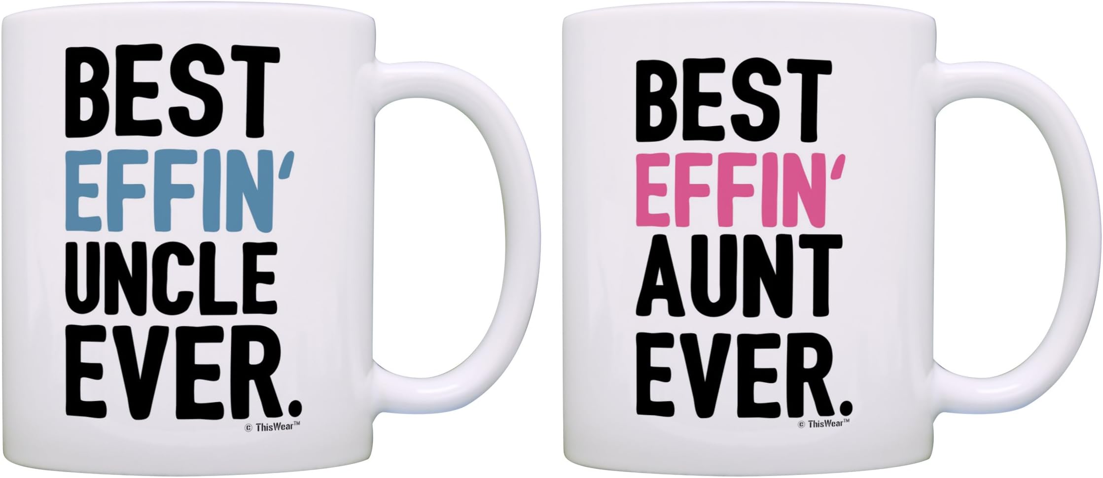 Aunt Uncle Gifts Best Effin Aunt and Uncle Ever Bundle Funny Aunt Uncle Gifts 2 Pack Gift Coffee Mugs Tea Cups White