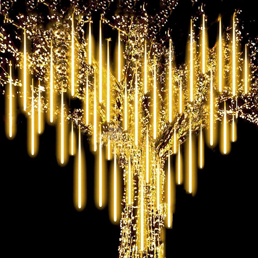 UGS Meteor Shower Rain LED String Light/Icicle Snow Falling Christmas Diwali Lights Outdoor Raindrop Lights, Xmas Wedding Party Tree Holiday Decoration Gate Light Outdoor Lamp (Yellow)