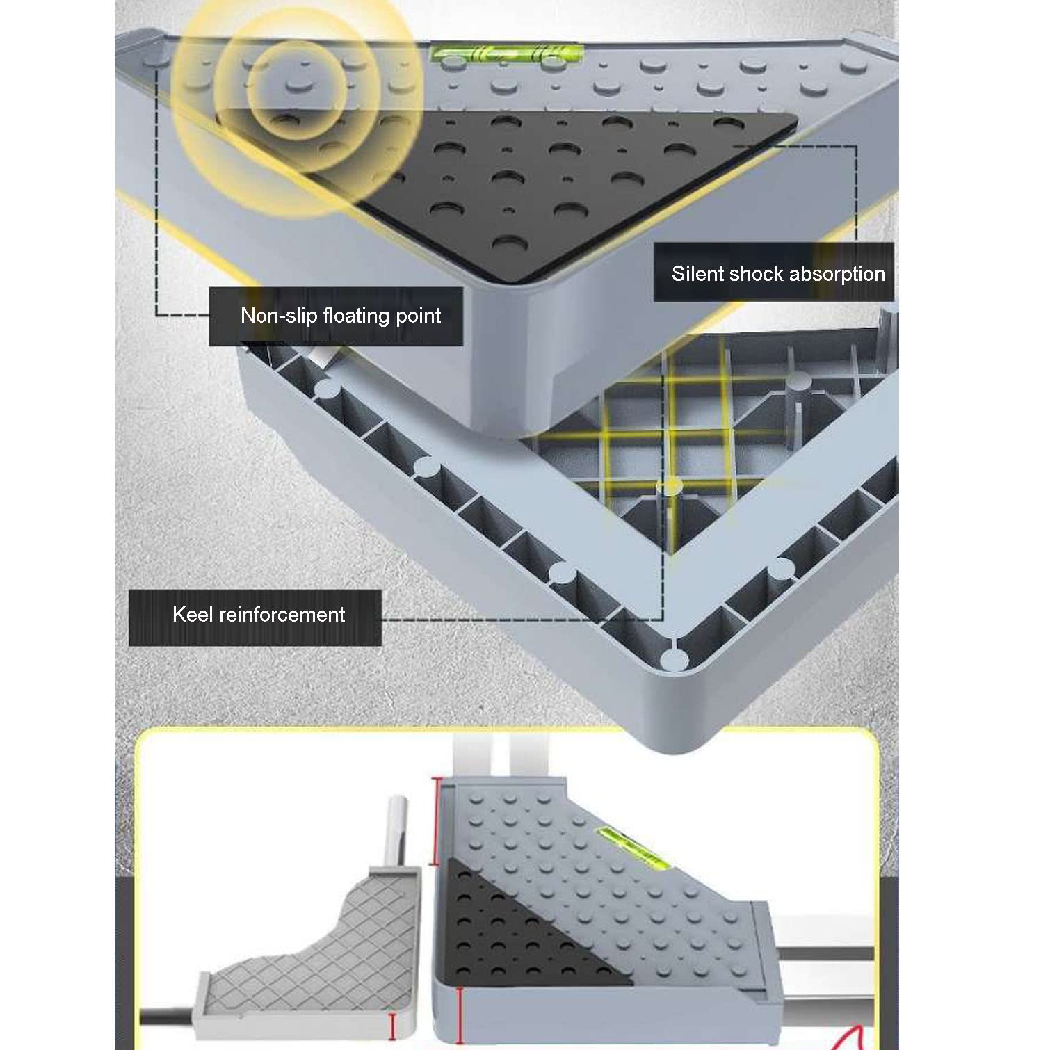 Soporte de Base Ajustable Multifuncional Lavadora con Ruedas,Alfombrilla Antivibración,Patas Antivibracion para Lavadora Secadora Refrigerador,Carga 350kg