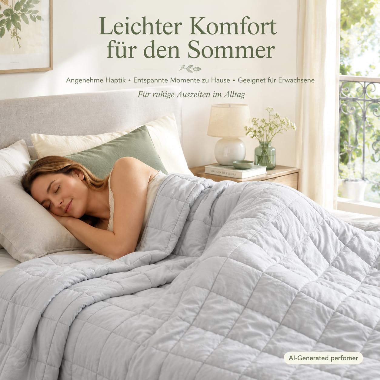 Gewichtsdecke 135x200cm 9kg, Entspannungsdecke 100% Baumwolle Schwere Decke, Weighted Blanket Anti Stress Therapiedecke, Gewichtsdecke Erwachsene zum Besser schlafen, Oeko-Tex Zertifiziert,Hellgrau