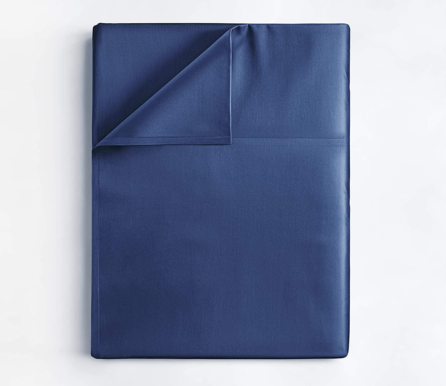 Drap plat 400 fils respirant bleu marine CGK Unlimited pour grand lit