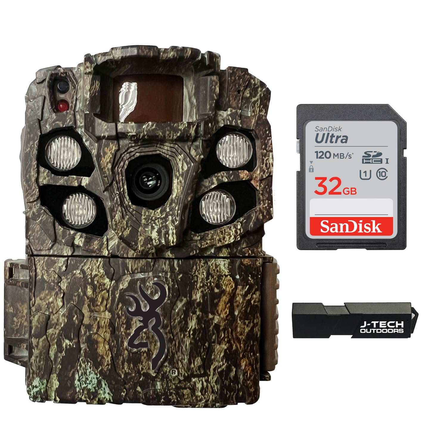 Browning Strike Force Full HD Extreme Trail Game Camera Bundle Includes 32GB Memory Card and J-TECH Card Reader (24MP) | BTC5FHDX