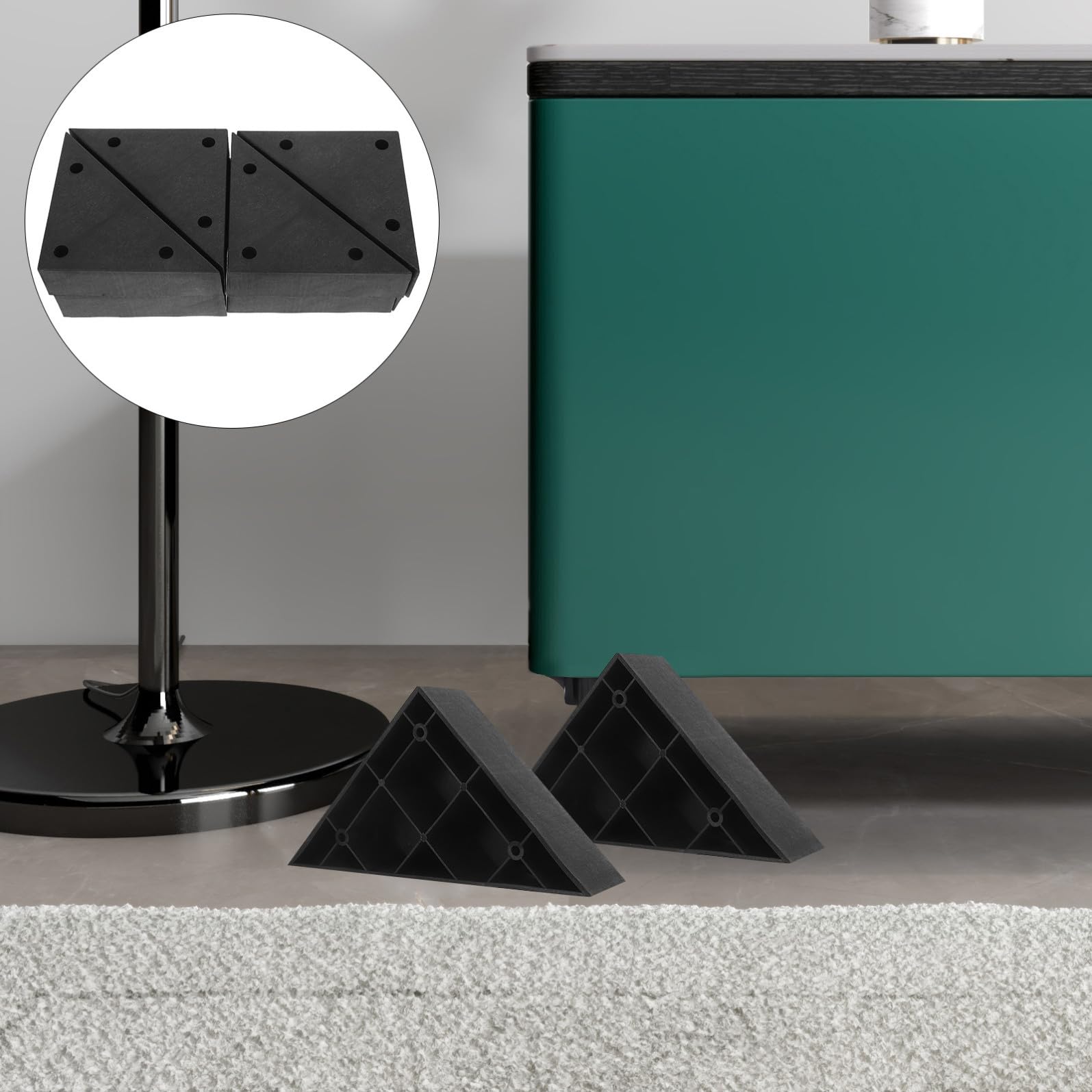 STOBAZA 8 Pezzi Piedini per Mobili in Plastica Abs Nero Triangolari con Design Antiscivolo e Resistente All’umidità per Sedie e Divani