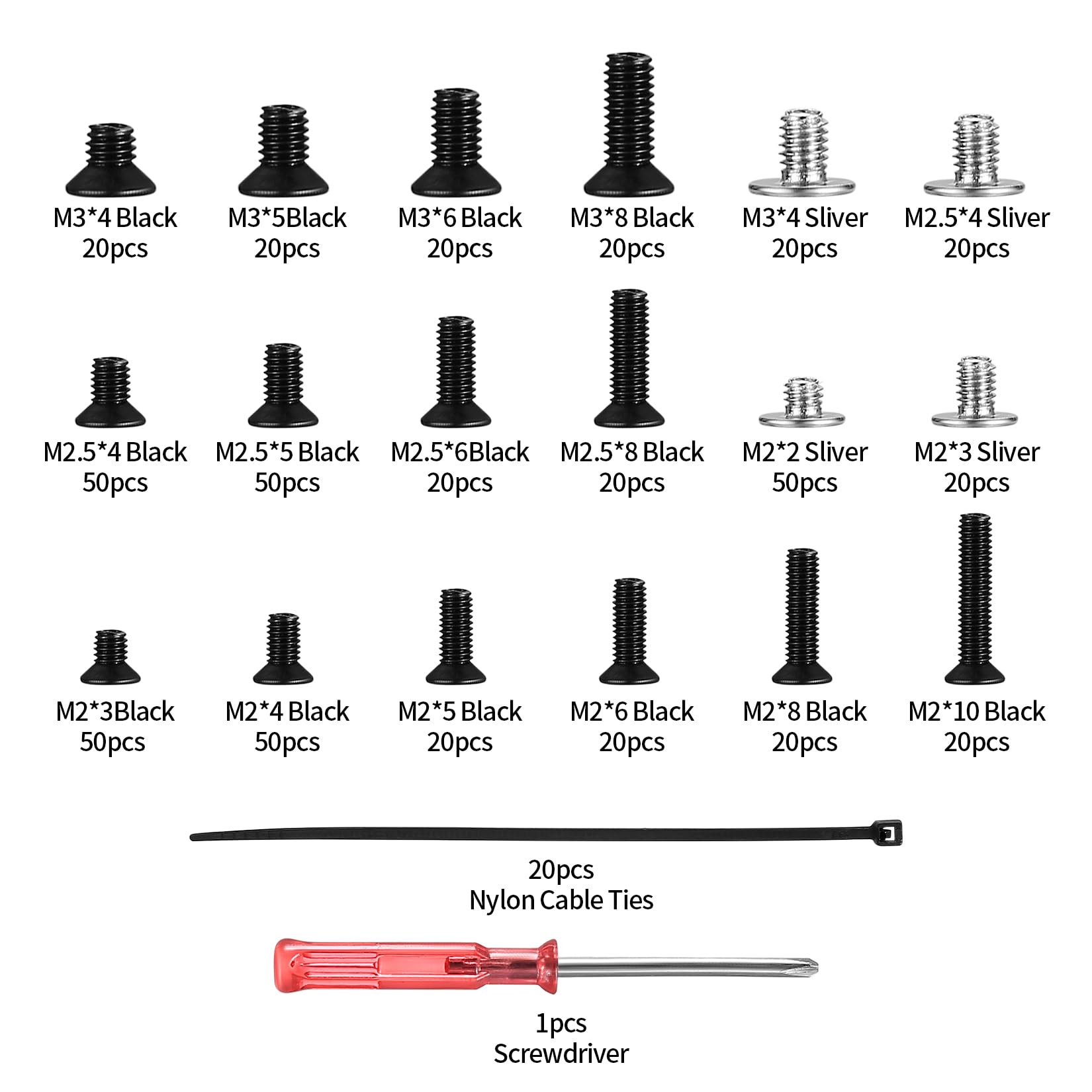 531 Piezas Tornillos para Computadora Portátil, M2 M2.5 M3 Tornillos de Ordenador, Tornillos Phillips de Cabeza Plana, Tornillos de Cabeza Avellanados para PC SSD Placa Base Reparación Electrónica