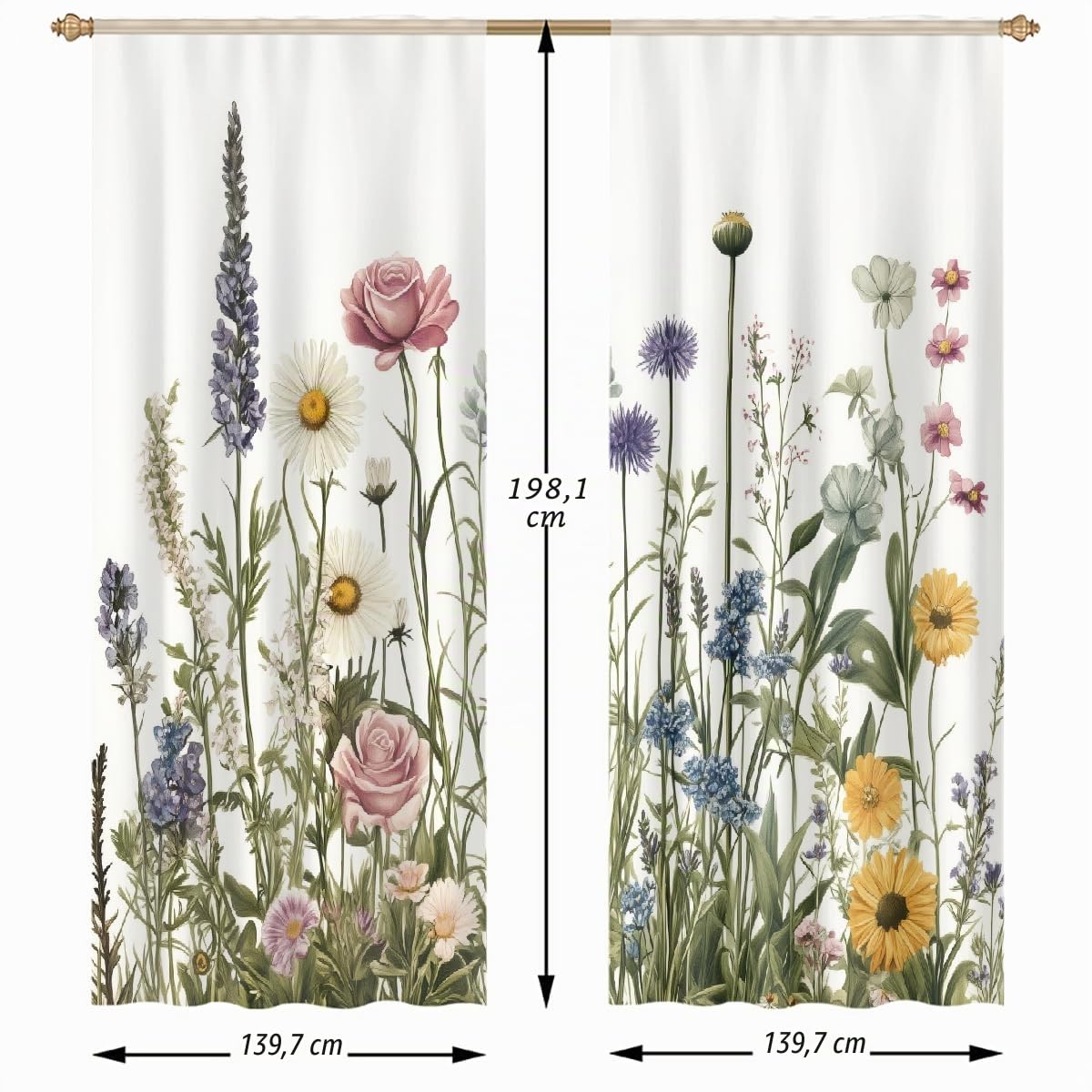 Lot de 2 rideaux semi-transparents de 140 x 198 cm, rideaux de fenêtre filtrant la lumière avec passe-tringle pour chambre à coucher, salon
