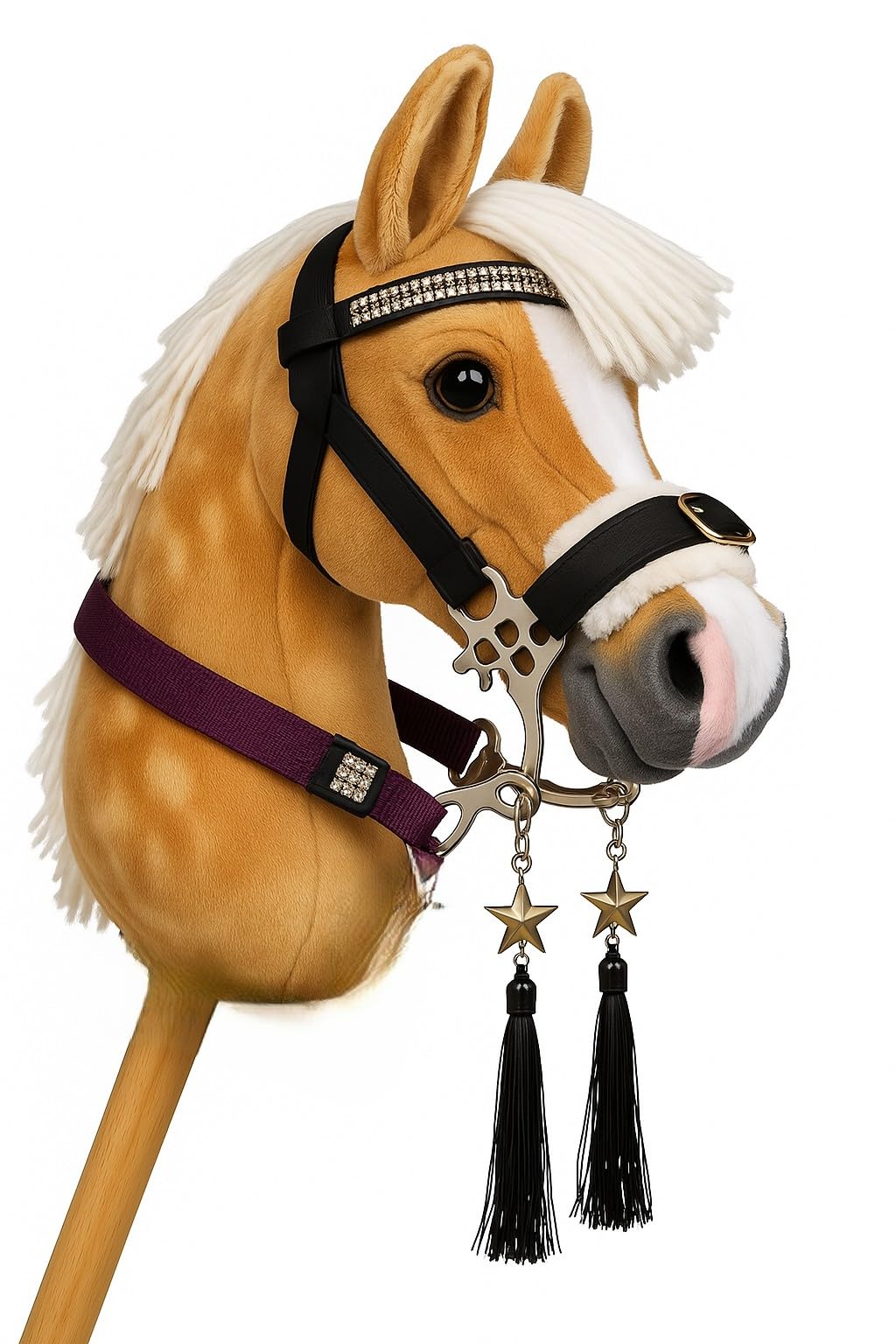 Bride de Hobby Horse Hakamore avec rênes et Doublure en Fourrure, Accessoires pour Cheval Jouet, Mors de Jouet, Mors pour hobbyhorsing, sans Cheval