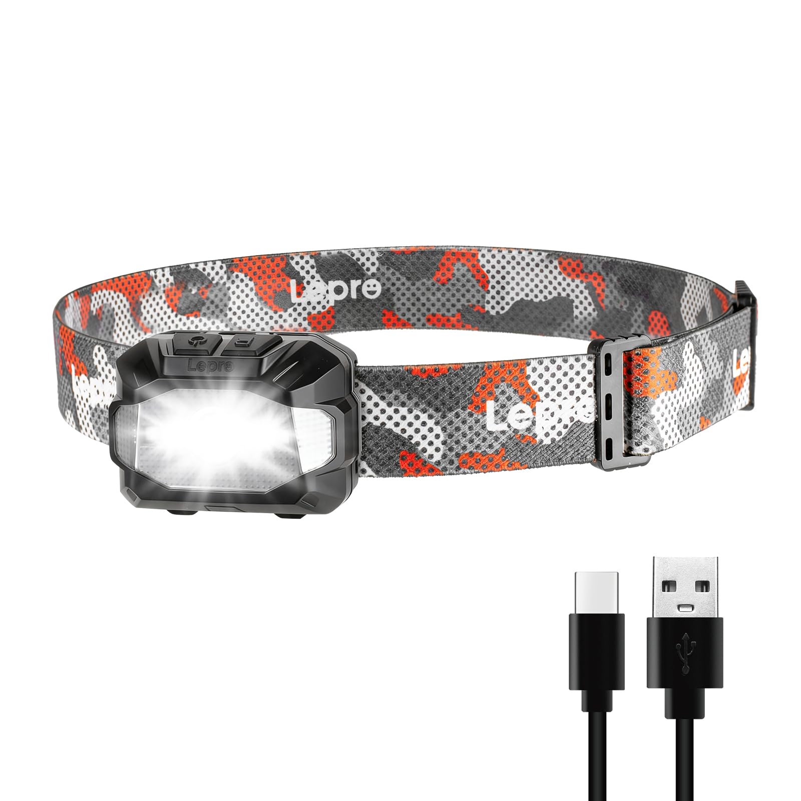 Lepro Linterna Frontal LED Recargable USB AAA IPX4 Impermeable 10 Modos Luz Roja