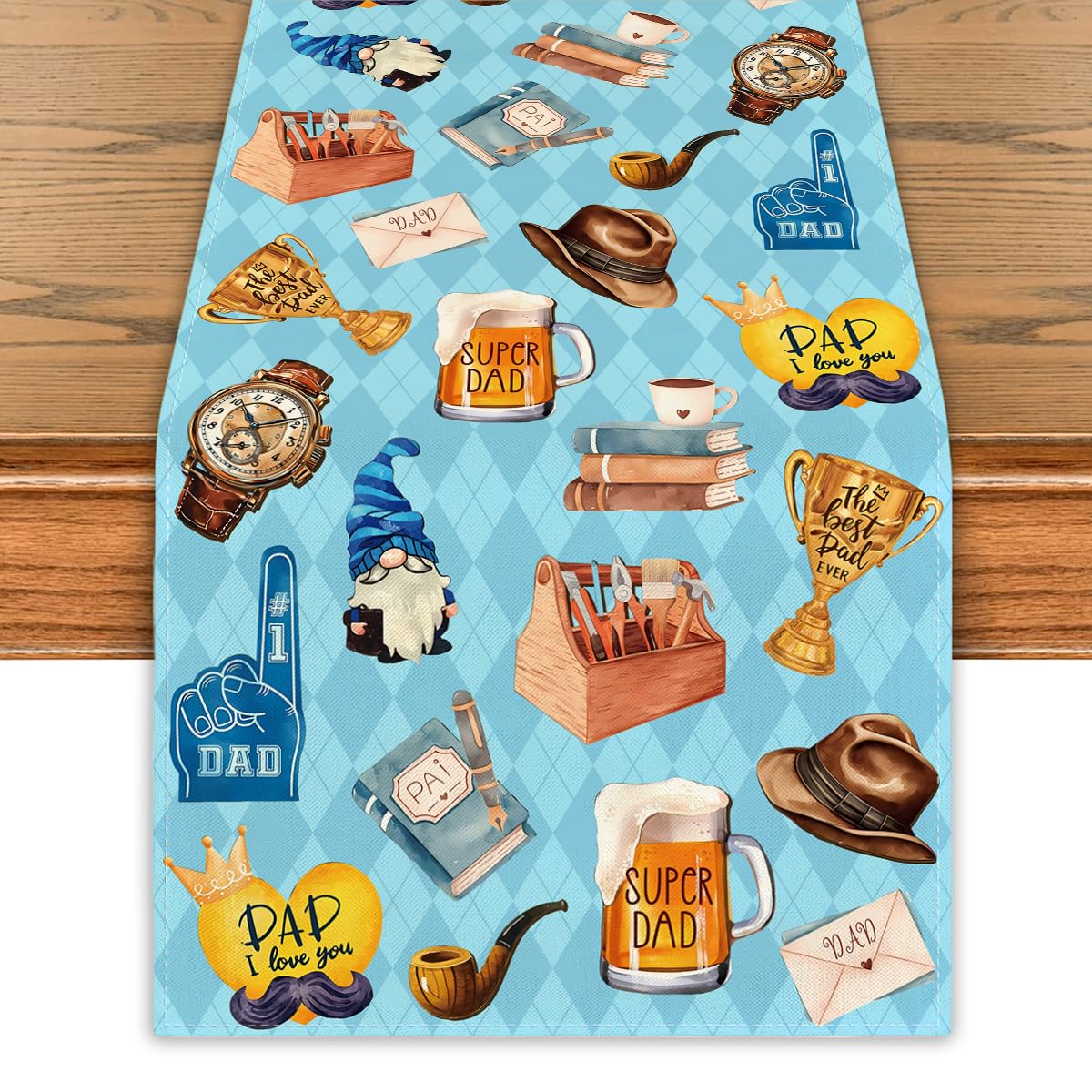 Fathers Day Table Runner Happy Father’s Day Table Cover Best Dad Fathers Day Decorations and Supplies for Party