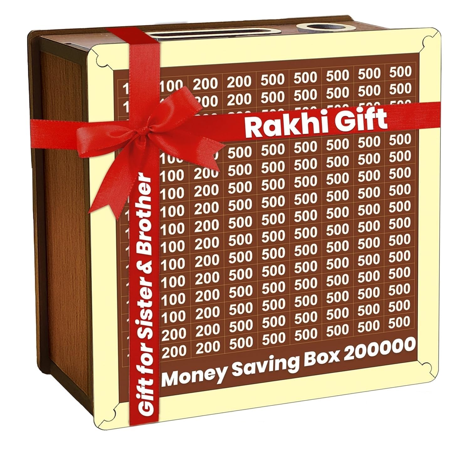 Money Saving Box for Kids and Adults | Wooden Money Bank with Lock | Big Size Piggy Bank 2 Lakh Target | 1 Lakh Saving Box with Numbers | Undiyal Hundi Pig (1 Lac Money Box Golden)