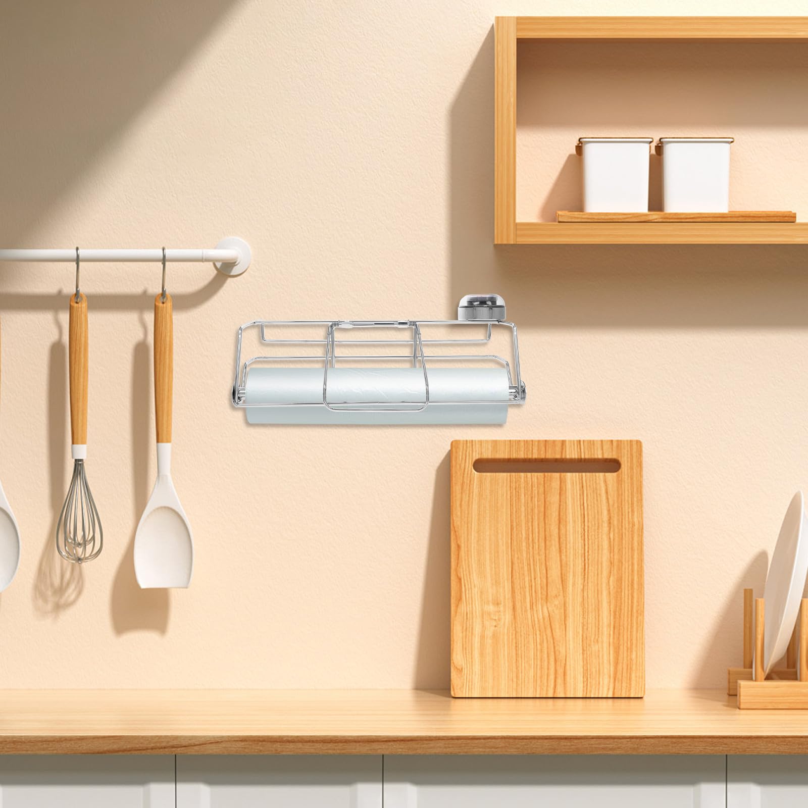 Dispensador Colgante de Bolsas de Acero Inoxidable para Bolsas de Compra y Enrollables, Diseño Portátil y Resistente para Cocina y Supermercado