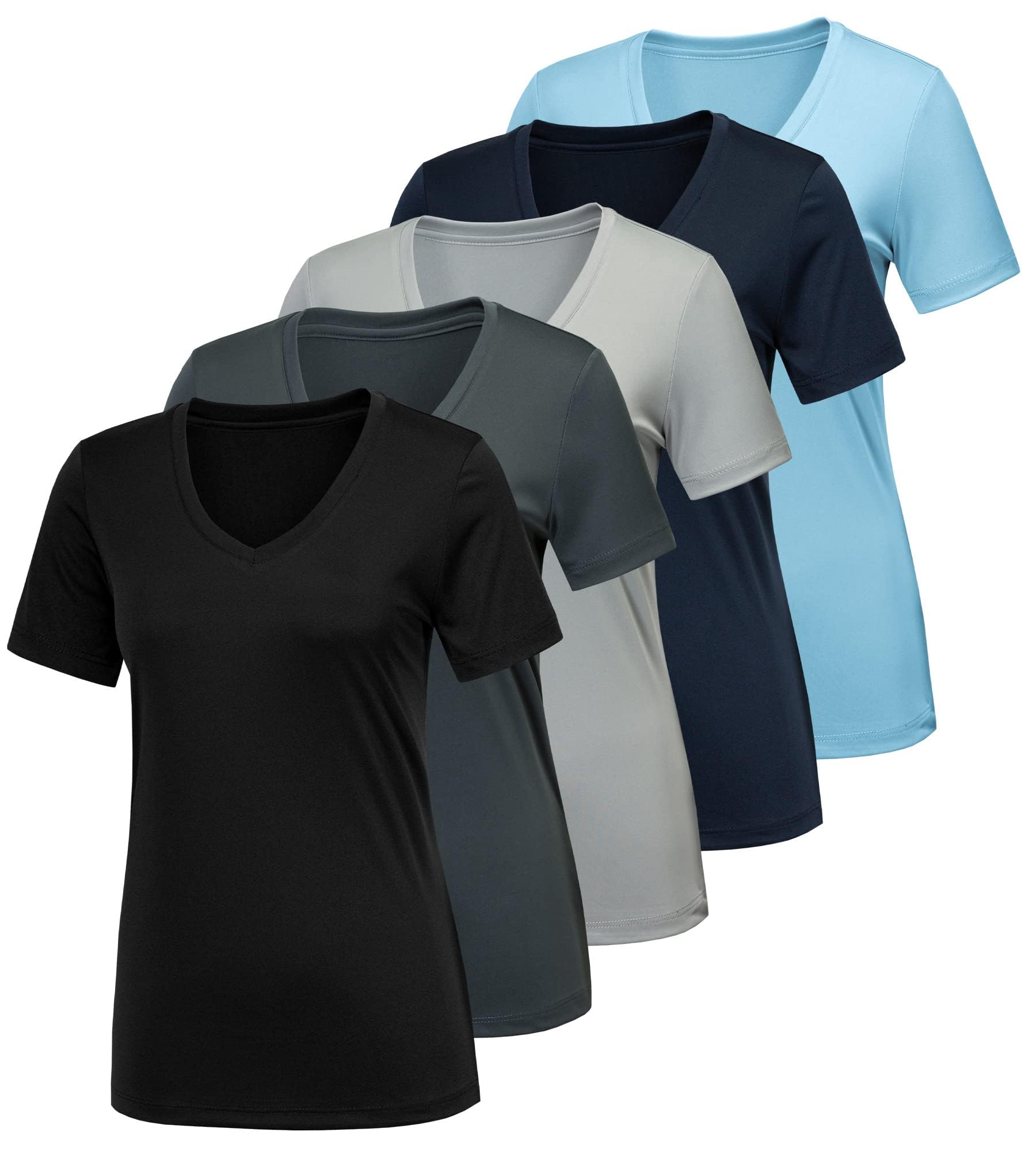 5/7 Pack Workout Shirts for Women, Moisture Wicking Quick Dry Active Athletic Women's Gym Performance T Shirts