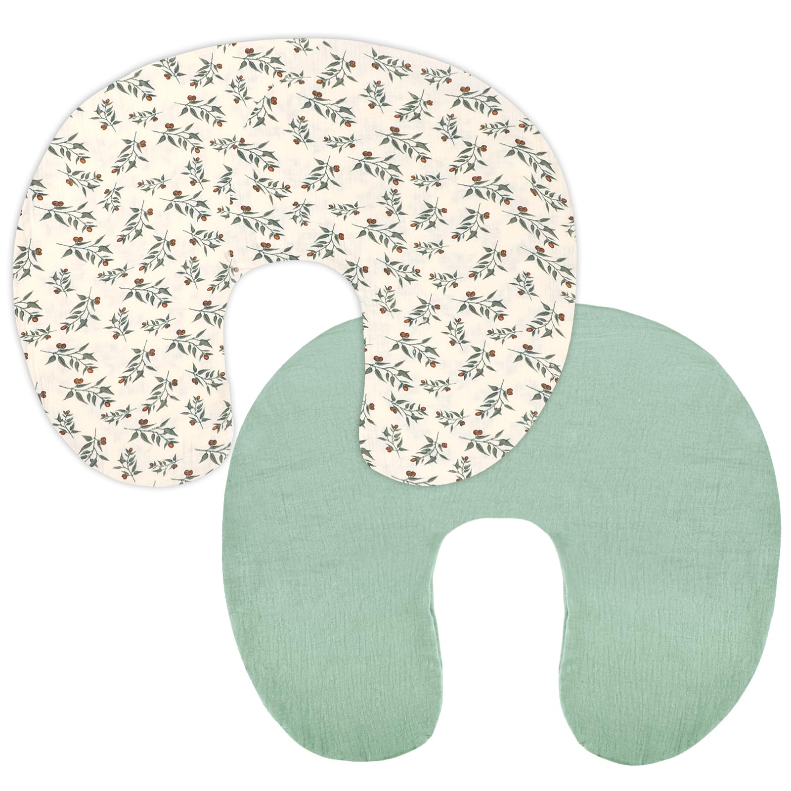 Hooyax Juego de 2 fundas de almohada de muselina para lactancia, suaves y transpirables, para almohadas de lactancia, adorable funda de almohada de alimentación infantil para bebés niños y niñas (hoja