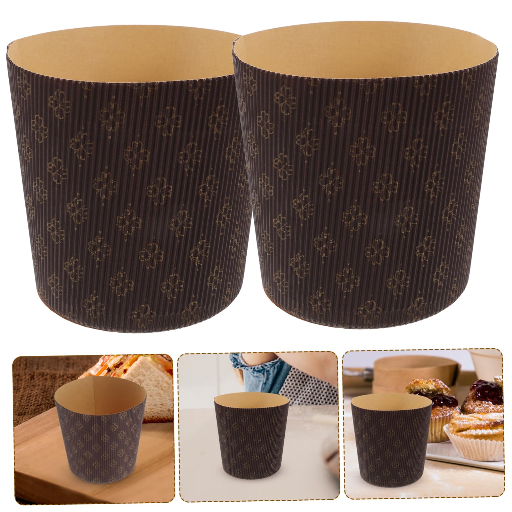 Molde de Papel para Hornear Panettone 10 Cm, Papel Resistente Grasa, Color Café, 25 Unidades, para Repostería Casera y Panadería Profesional
