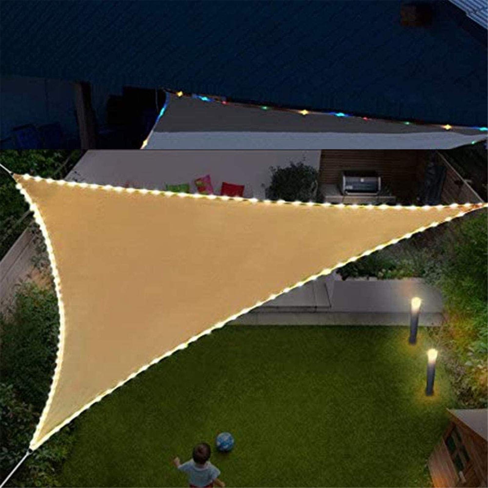 WOLTU Toldo Vela De Sombra Triangular 4x4x4 M HDPE Transpirable Anti Rayos UV Solar Protección 85% Resistente Y Para Jardín, Patio, Exteriores Arena, Crema