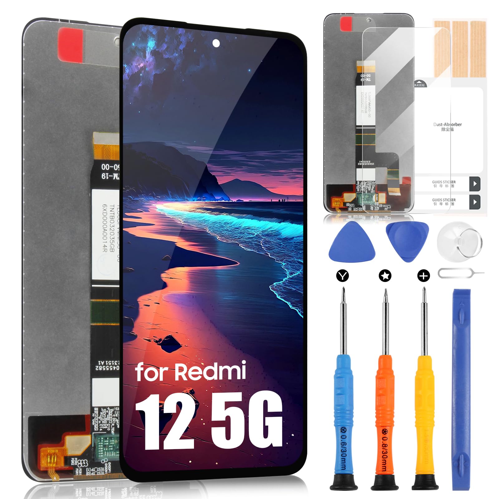 Ecran Redmi Note 12 YHX-OU 6.79" Noir+Cadre Kit Écran LCD Pour Xiaomi Redmi 12 5G 23076RN4BI, 23076RN8DY Écran Complet Tactile LCD Display De Rechange Avec Film De Protection D' écran Et Outils