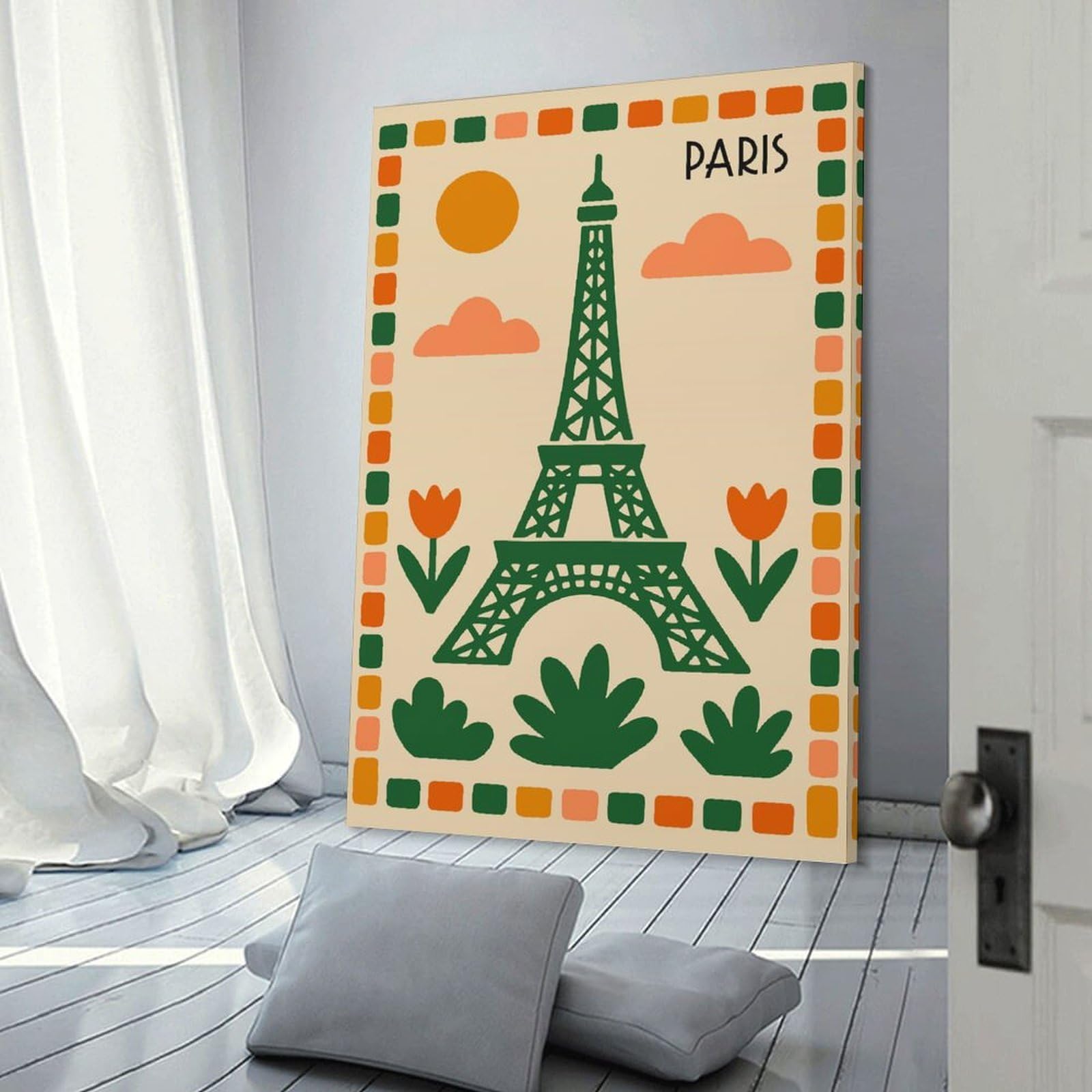 Eiffel Tower Paris Travel Art Decorative Canvas Print, 20x30inch(50x75cm), for Study, Office Or Focused Interiors, Canvas Wall Decor for Creative Rooms