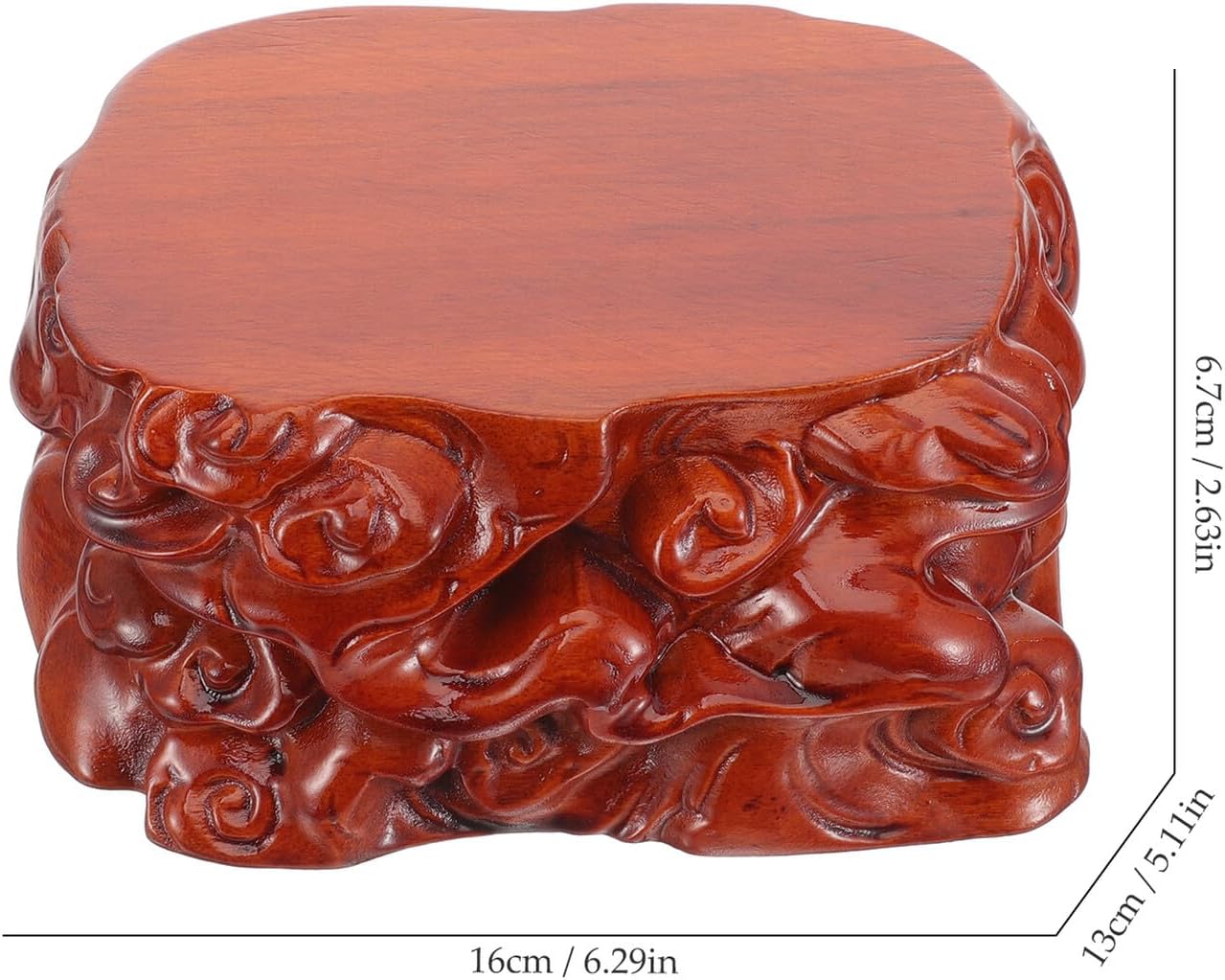 BESPORTBLE Wooden Vase Display Stand Carved Stone Base Small Decorative Wooden Pedestal for Crafts and Plant Pots Home Décor Display Riser