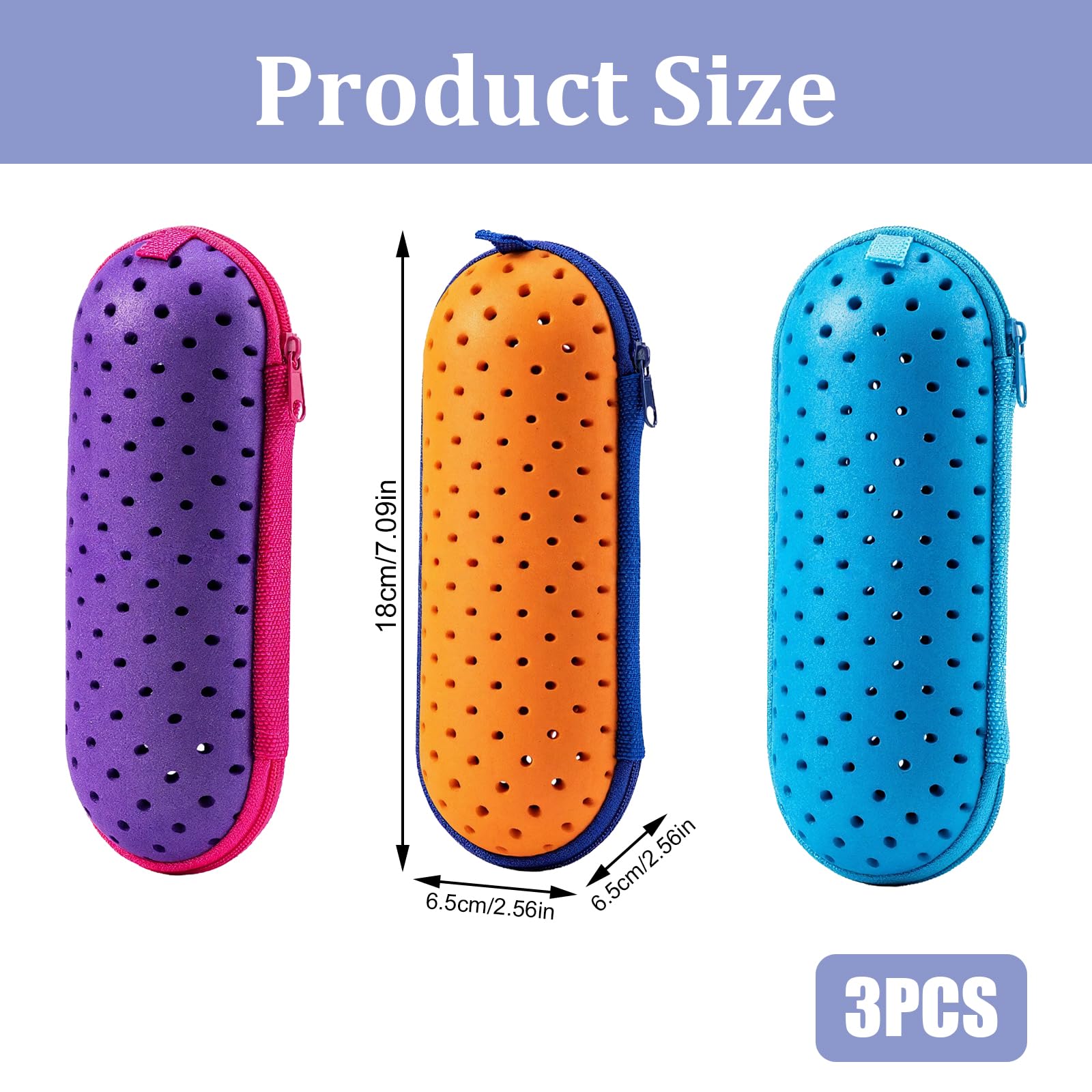 3 Stücke Schwimmbrillen Etui, Etui Brille mit Karabiner, Schutz Schwimmbrille, Glasses Case für Schwimmbrille, Sonnenbrillen, Unisex (Blau, Orange, Violett)