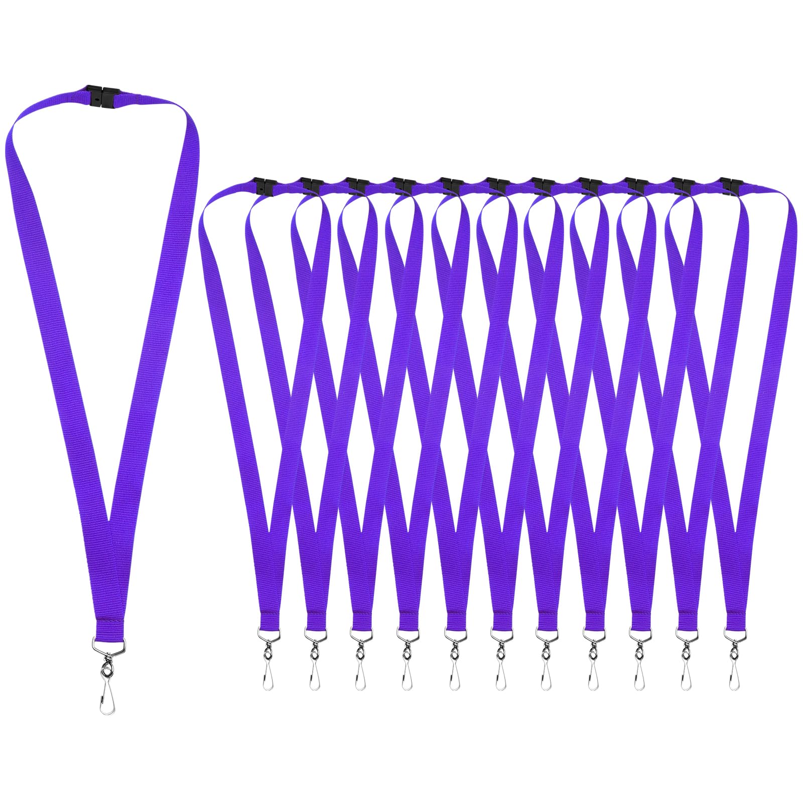 WEZEBEL 12-Pack Purple Breakaway Lanyards for id Badges, Polyester Neck Straps for ID Cards, Keys, Office, School & Events