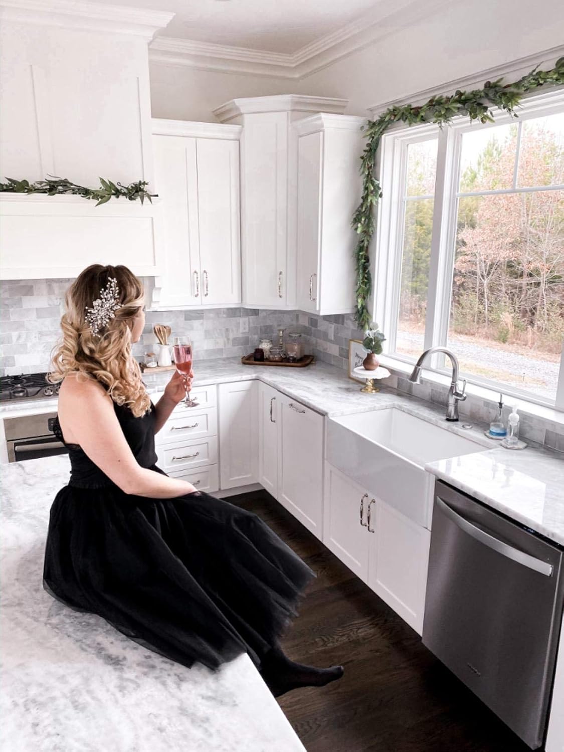 Bridesmay Women's Tulle Skirt Knee Length 6-Layered Wedding Party Homecoming Prom Dress - Image 5