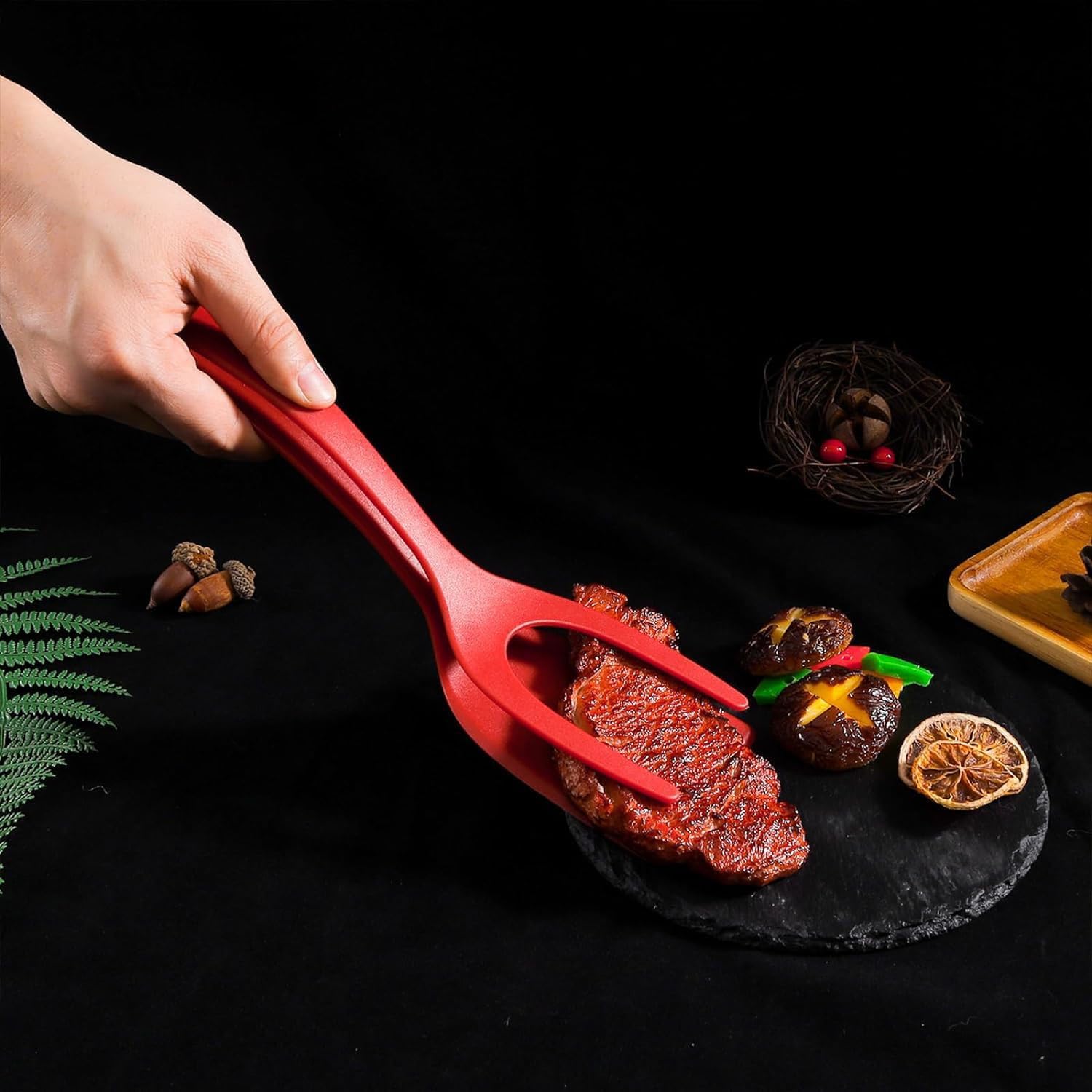 1 STKS Siliconen Gebakken Eieren Flip Spatel, 2-in-1 Multifunctionele Non-Stick Gebakken Ei Turners Schop Clip Grip Brood Tang Koken Tool Keukengerei