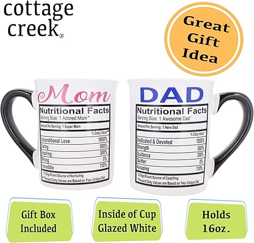 Miniatura 3 de Regalos para mamá, regalos para papá, tazas para mamá y papá, juego de dos tazas de café de cerámica de 16 onzas para mamá y papá, regalos para