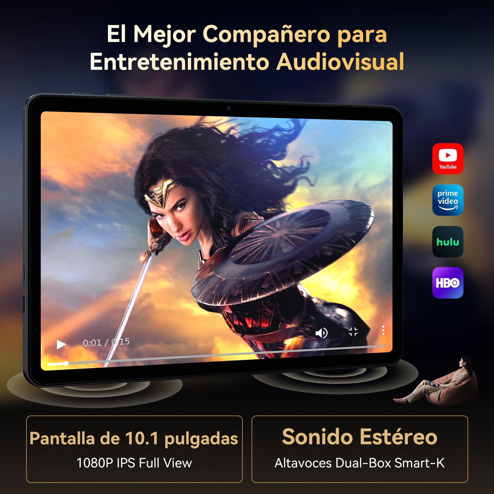 TABWEE Tablet 10 Pulgadas con Teclado y Lapiz, 18GB RAM+128GB ROM (2TB TF) | Tablet para Niños y Estudiantes, Android 15, 6000 mAh, Gemini AI, 5G WiFi, GPS (Garantía de 4 Años)