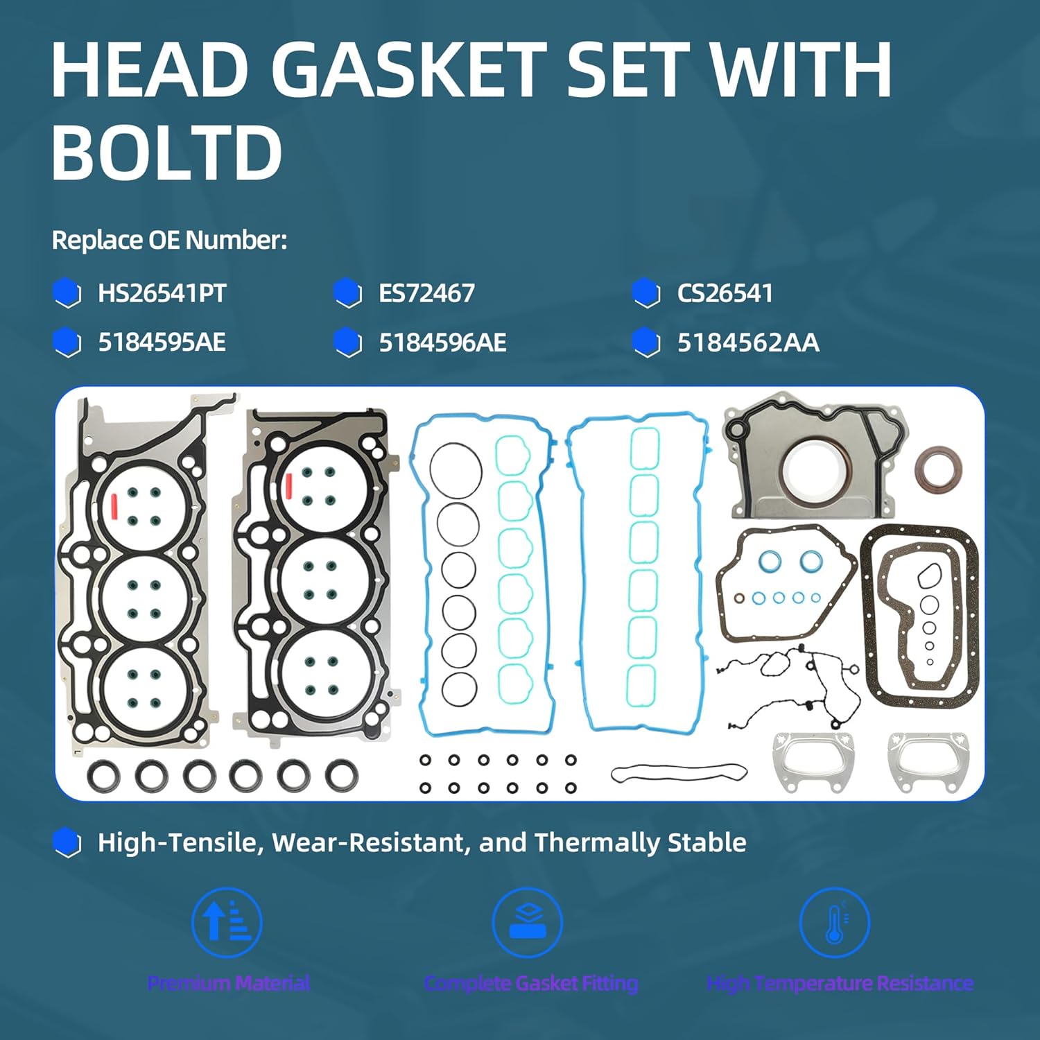 Camshaft Kit Timing Chain Kit Rocker Arms & Valve Lifters Head Gasket Set For Jeep Grand Cherokee Wrangler Dodge Charger Durango Challenger Journey Chrysler 200 300 Ram 1500 3.6L V6 2011-2016