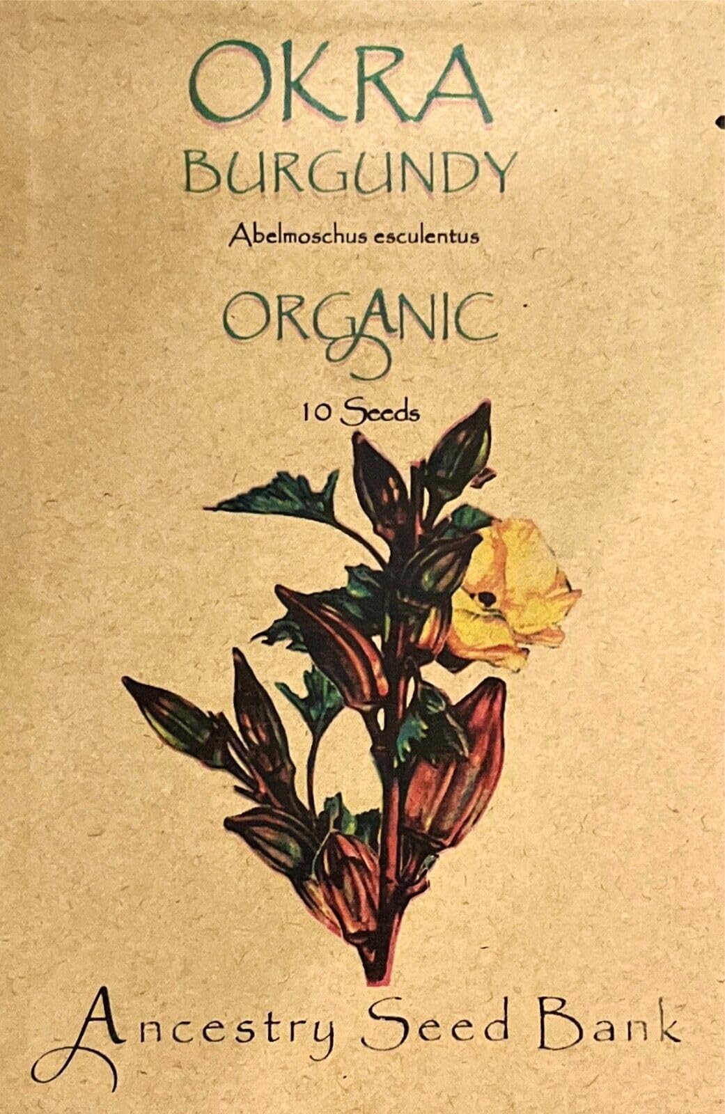 Organic Okra❁ Burgundy ❁ 10 Seeds Heirloom Seeds - Non GMO