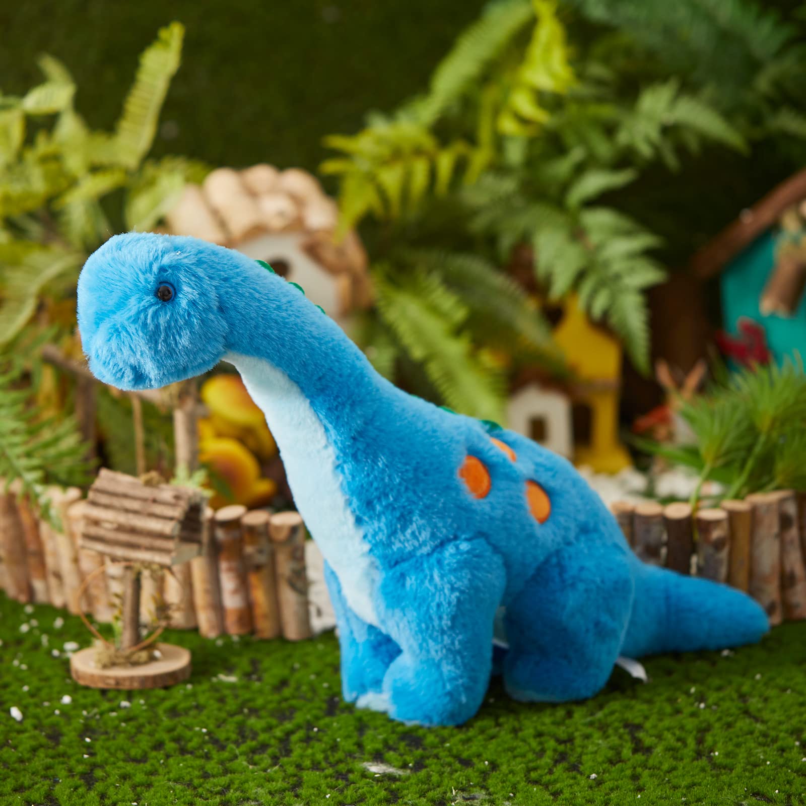 Houwsbaby 25,4 cm beleuchtetes Dinosaurier-Diplodokus Stofftier Disketten-LED-Plüschtier Nachtlichter Leuchtkissen Langhals Geburtstagsgeschenke für Kinder Kleinkind Mädchen und Jungen, blau