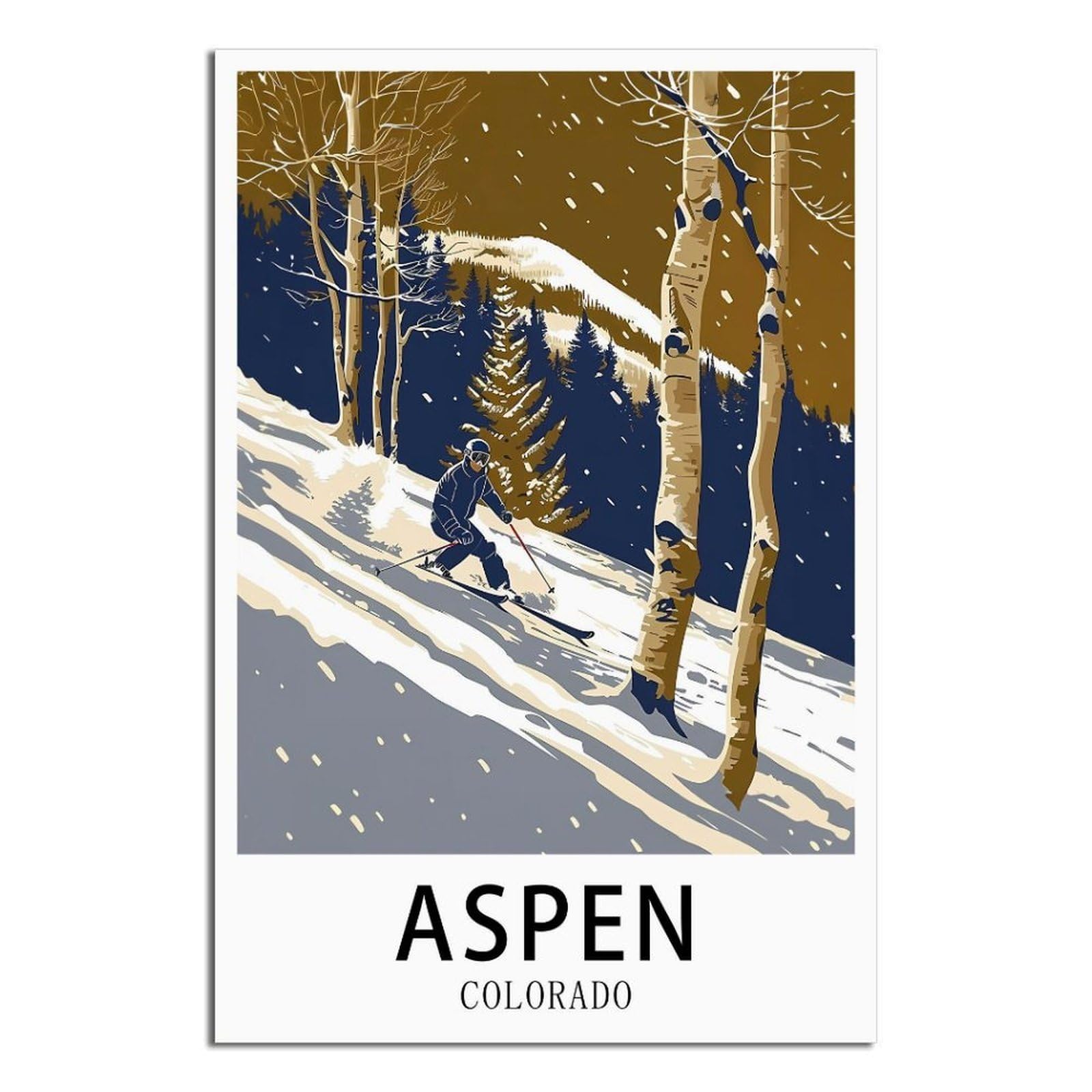 EZMLFA 5D Diamond Art Kits for Beginner,Aspen Colorado Skier,Diamond Picture Art for Beginner, DIY Gem Cross Stitch Creative Gift Home Wall Decor 30x40cm
