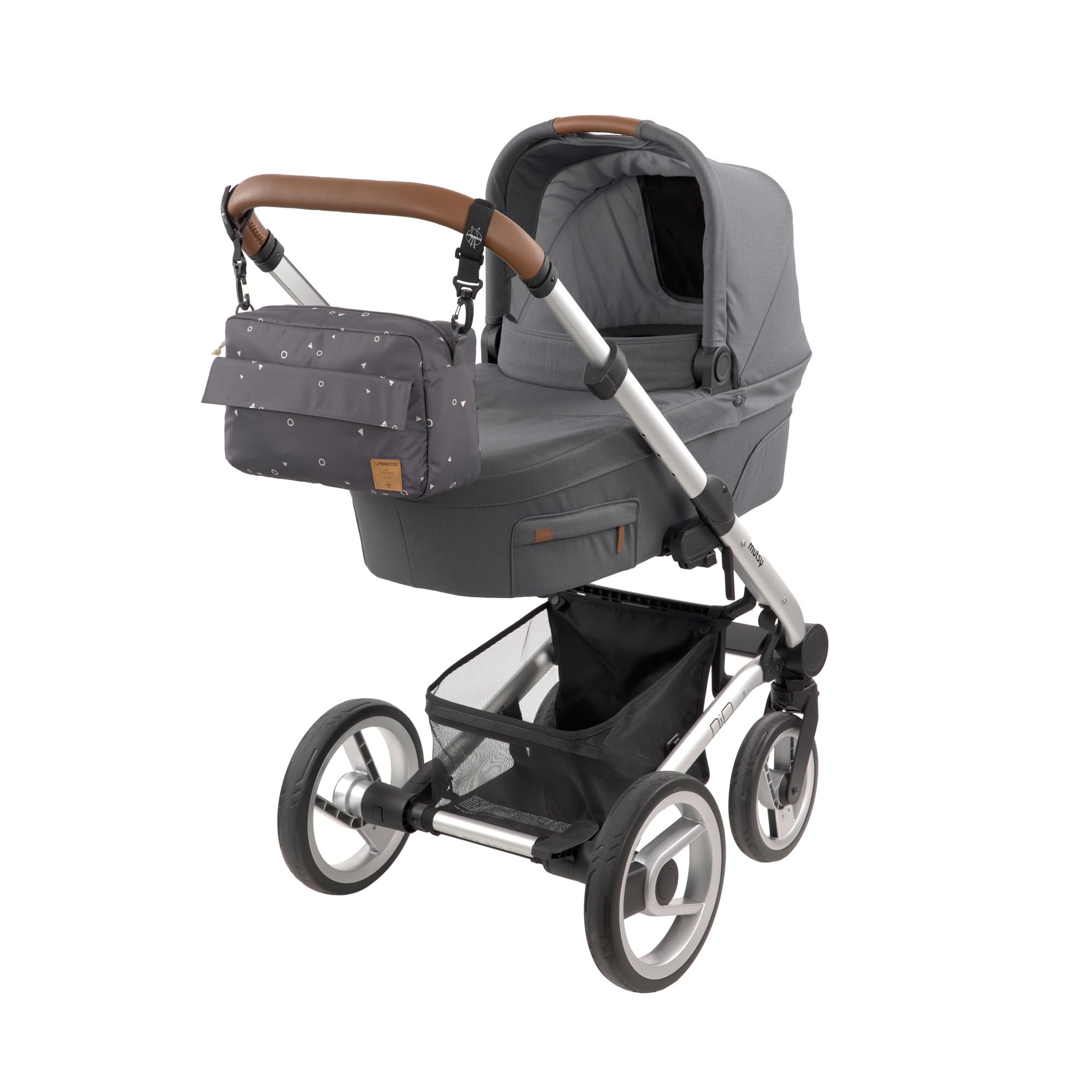 LÄSSIG Baby kinderwagenorganizer buggy organizer kinderwagentas incl. kinderwagenbevestiging/buggy organizer blokken taupe