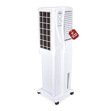 HAVAI Bullet XL Tower Cooler |6 Inch Vertical Blower |100 Sq Feet Area Coverage|34 Litre Tank Capacity, Two Side Honeycomb, 10 Feet Air Throw, 1 Year Warranty|3 Speed Control | White Color - image, photos