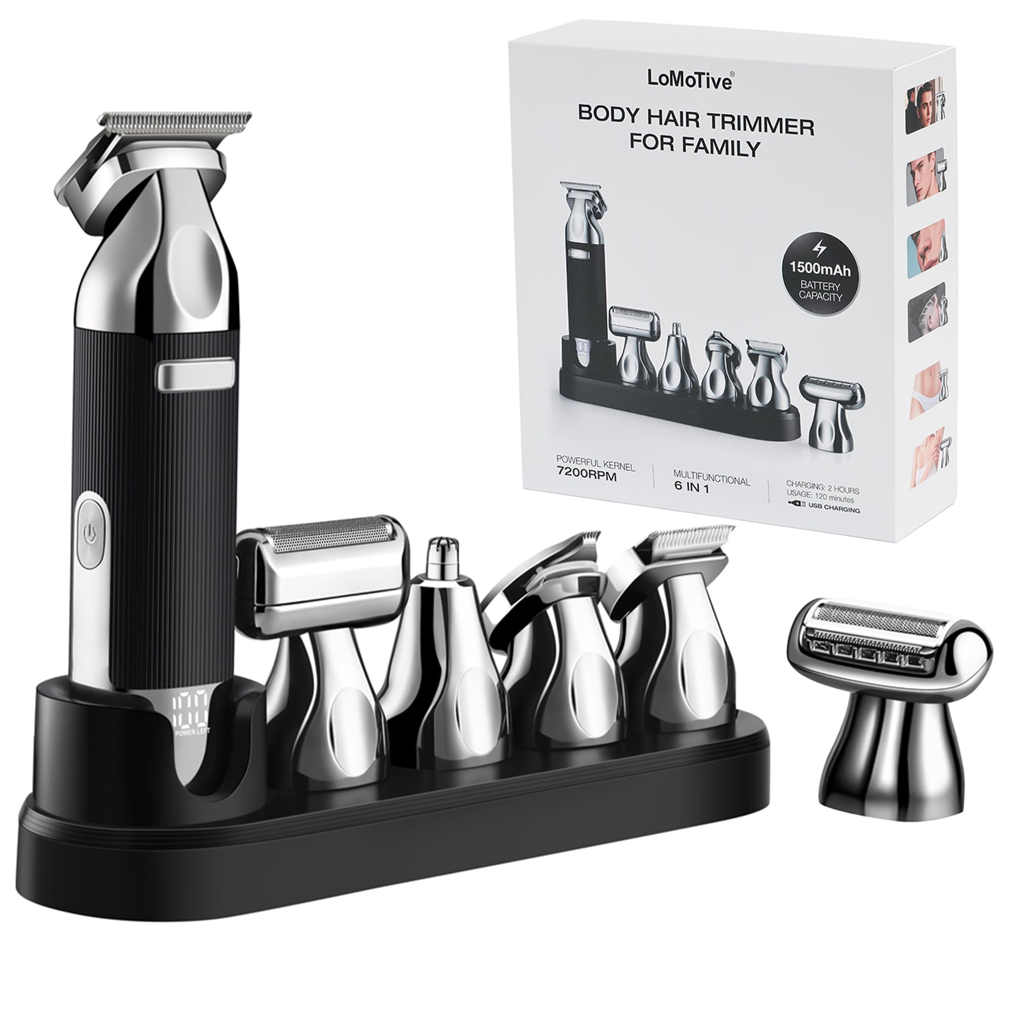 Beard Trimmer for Men, 6-in-1 Hair Trimmer & Grooming Kit