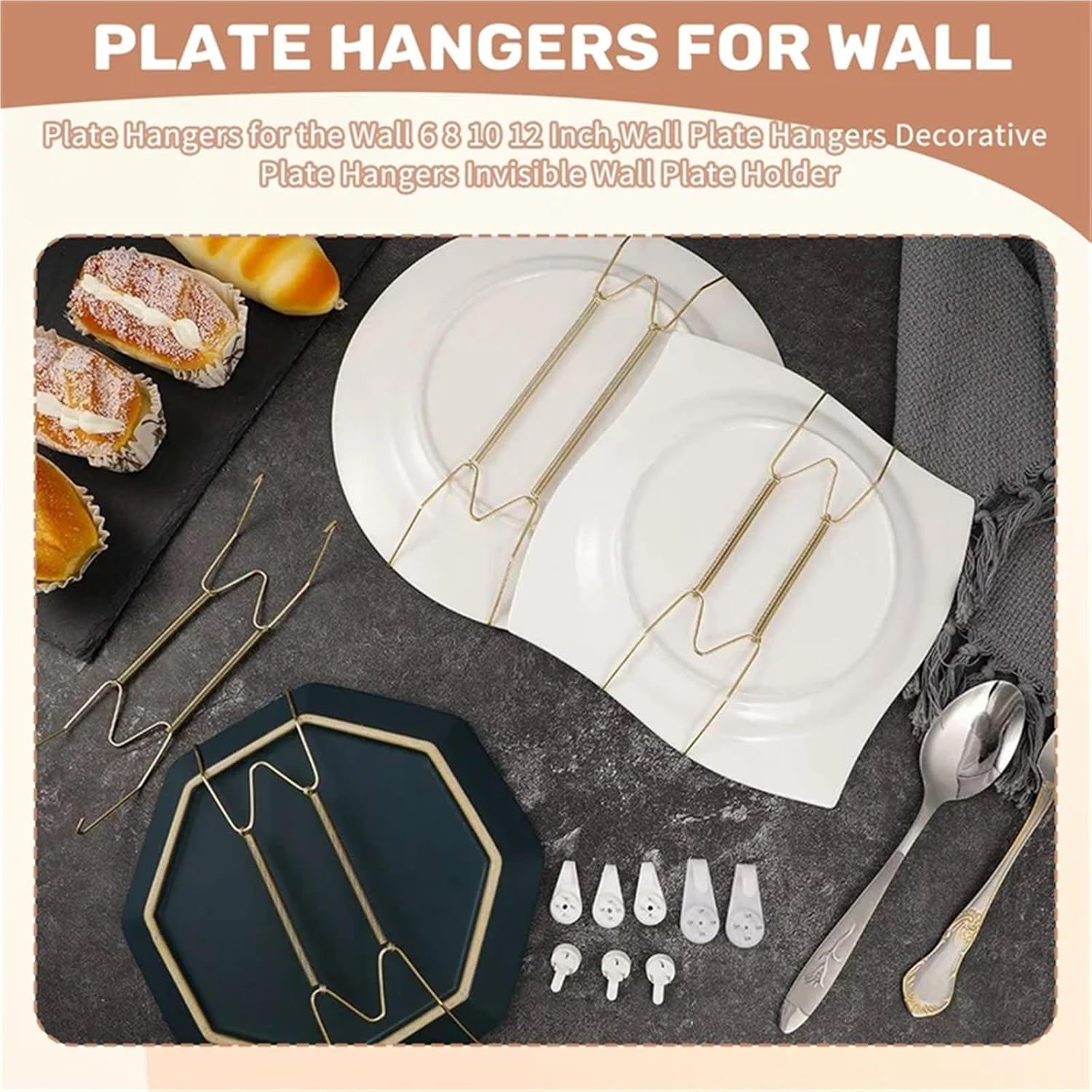 Plate Hangers 16Pcs Plate Hangers for The Wall 6 8 10 12 Inch, Decorative Invisible Holders