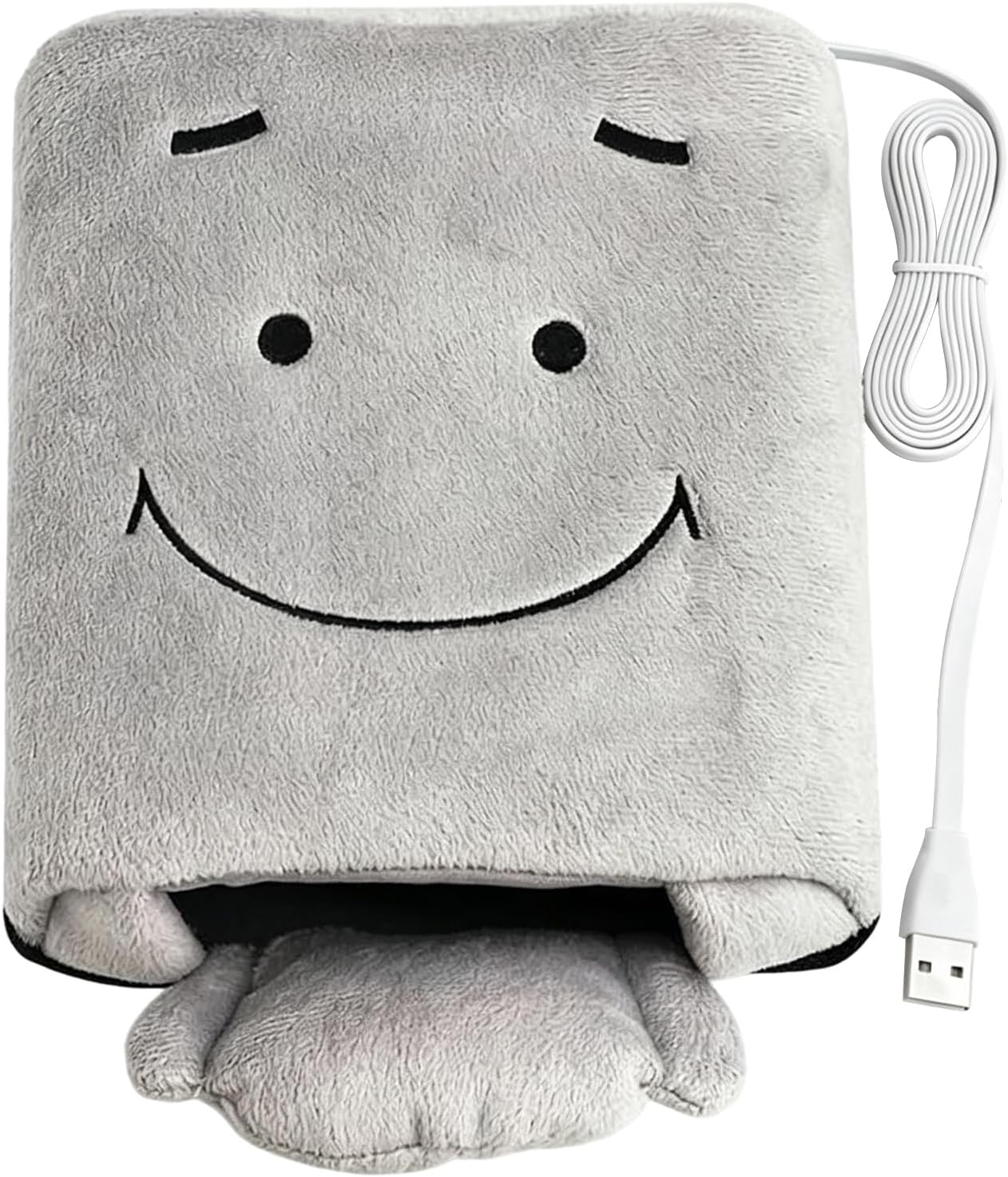 Hand Heated Winter Mouse Pad,with Smile Face,Hand Warmers for Mice,Works with All PC Mice(Grey)