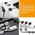 7 code Cable Management Under Desk, Set of 2 Stainless Steel Cable Organizer with Desk Accessories, Under Desk Storage, Cable Ties Cord Organizer, Desk Cable Management Box for Office, Home, Black