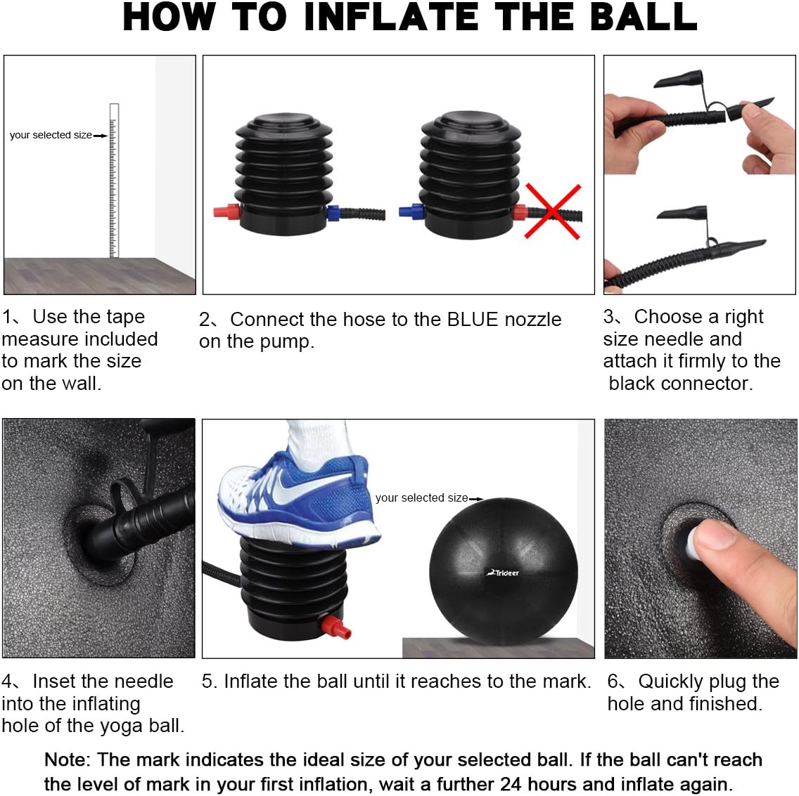 Trideer Exercise Ball (45-85cm) Extra Thick Yoga Ball Chair, Anti-Burst Heavy Duty Stability Ball Supports 2200lbs, Birthing Ball with Quick Pump (Office & Home & Gym)