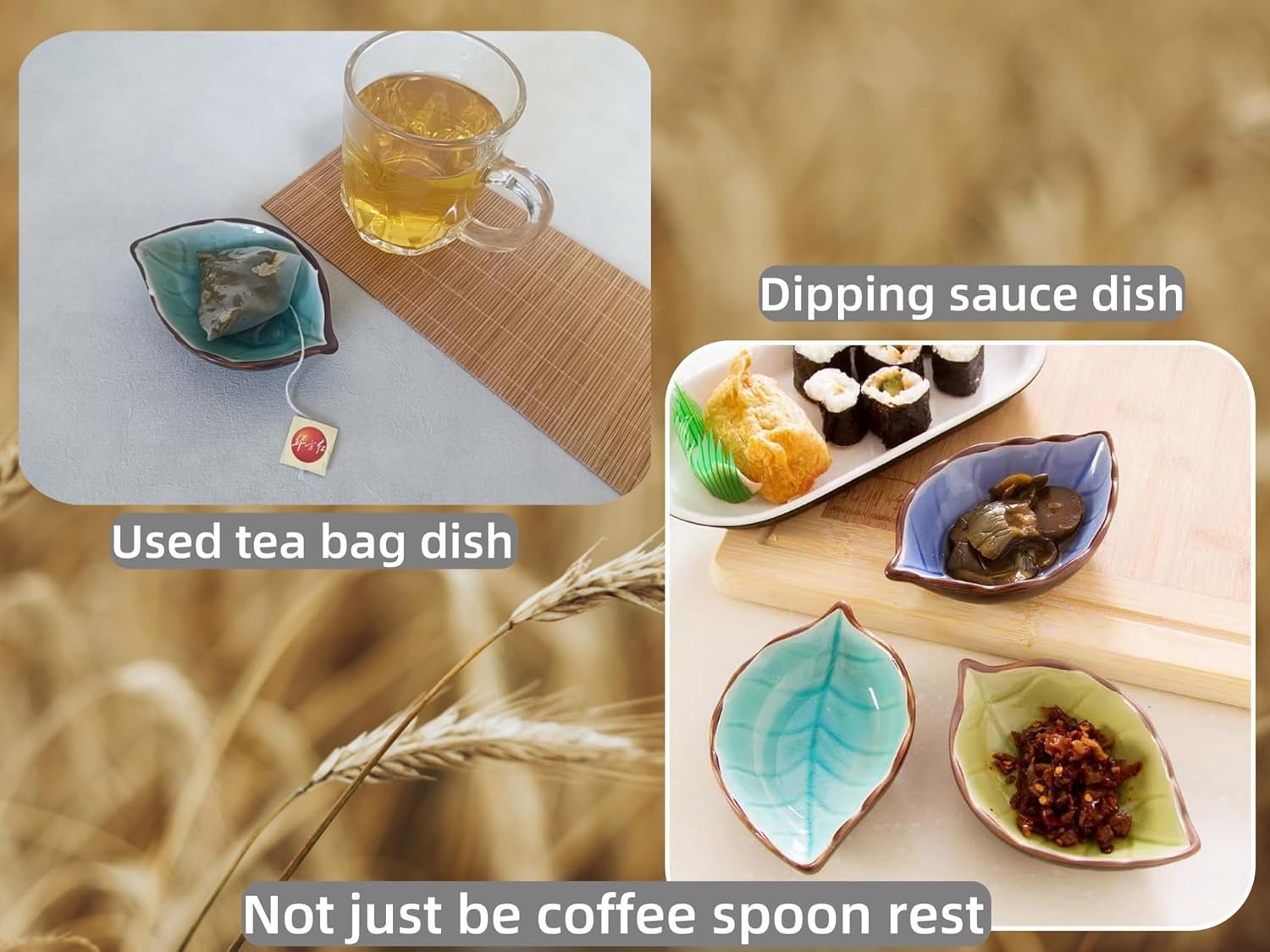 Coffee Spoon and Rest for Coffee Bar Accessories, Leaf Small Spoon Rest for Coffee Station, Tea Spoon Rest Tea Spoon Holder Teaspoon Rest, 1 PC (Ice Cracks Lake Blue with Gold Rose Spoon) image 7 of 9 B0CB8Y4LZ2