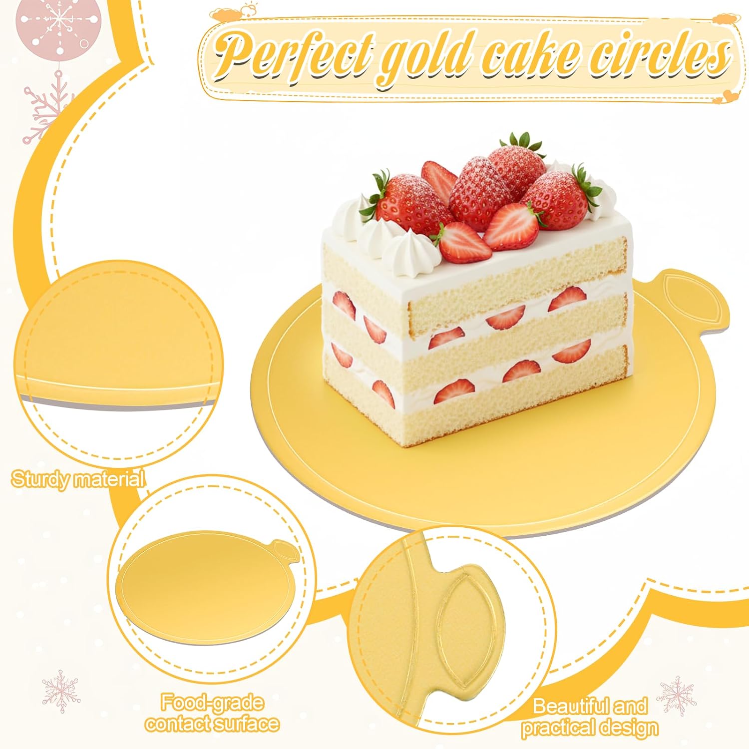 200 Pcs 3.5 Inch Mini Round Golden Cake Boards, Round Paper Cupcake Dessert Display Tray, Mousse Cupcake Base, for Cake DIY, Baking, Party, Wedding, Birthday