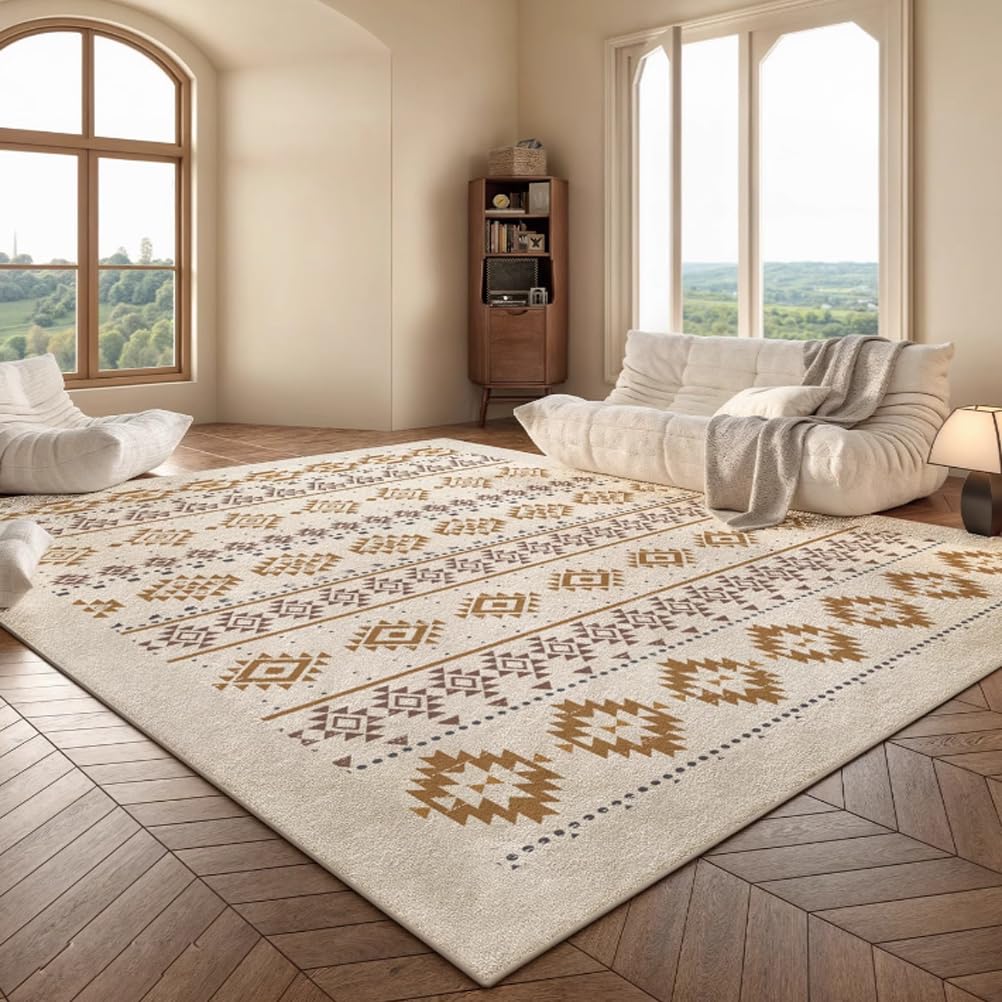 Tapis à poils courts kaki parfait pour la table de salle à manger