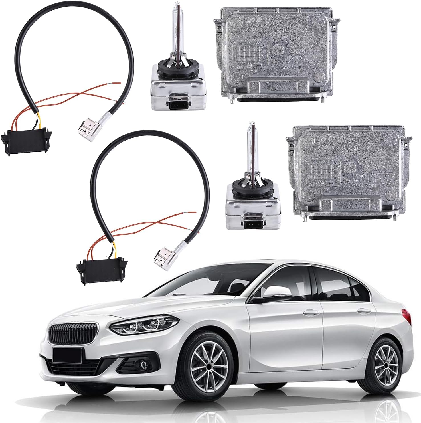 2PCS 89034934 Xenon HID Headlight Ballast with Igniter & D1S Bulb Compatible for Jeep Grand Cherokee Commander Enclave 125i 128i 130i 135i, for Audi Q7, GMC Acadia, for BMW 1-Series 4L0907391 89076976