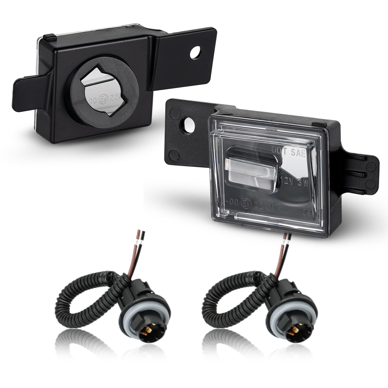 StylinPro LED License Plate Light Housing for 2014-2022 Chevy Silverado GMC Sierra 1500 2500HD 3500HD, 2015-2022 Colorado Rear Tag Lamp Cover with