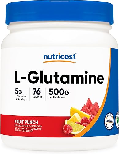 Nutricost - L-glutamina en polvo, 17.6 onzas (sabor ponche de frutas)