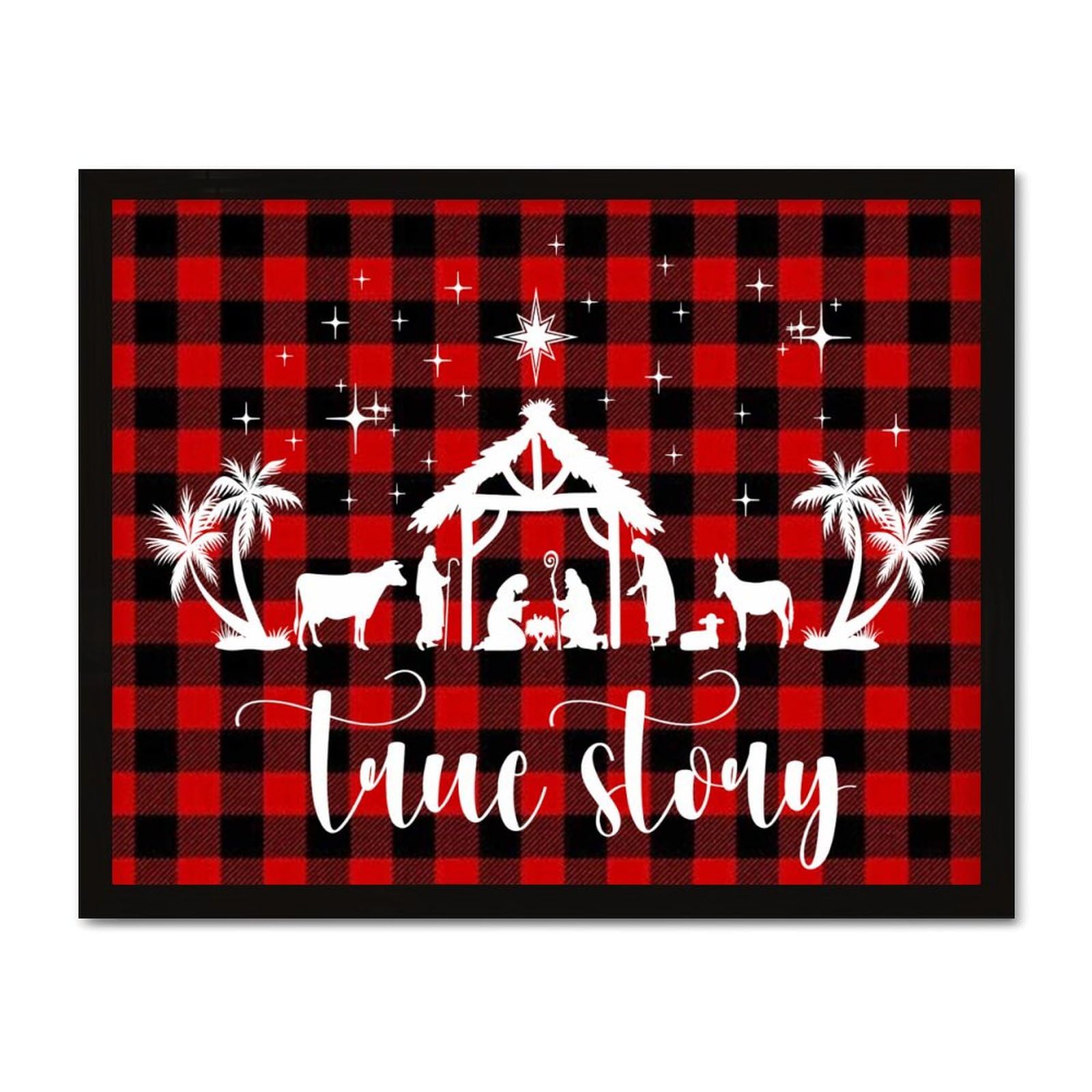 Décoration murale scène de Noël grand format, panneau amusant encadré en bois pour intérieur