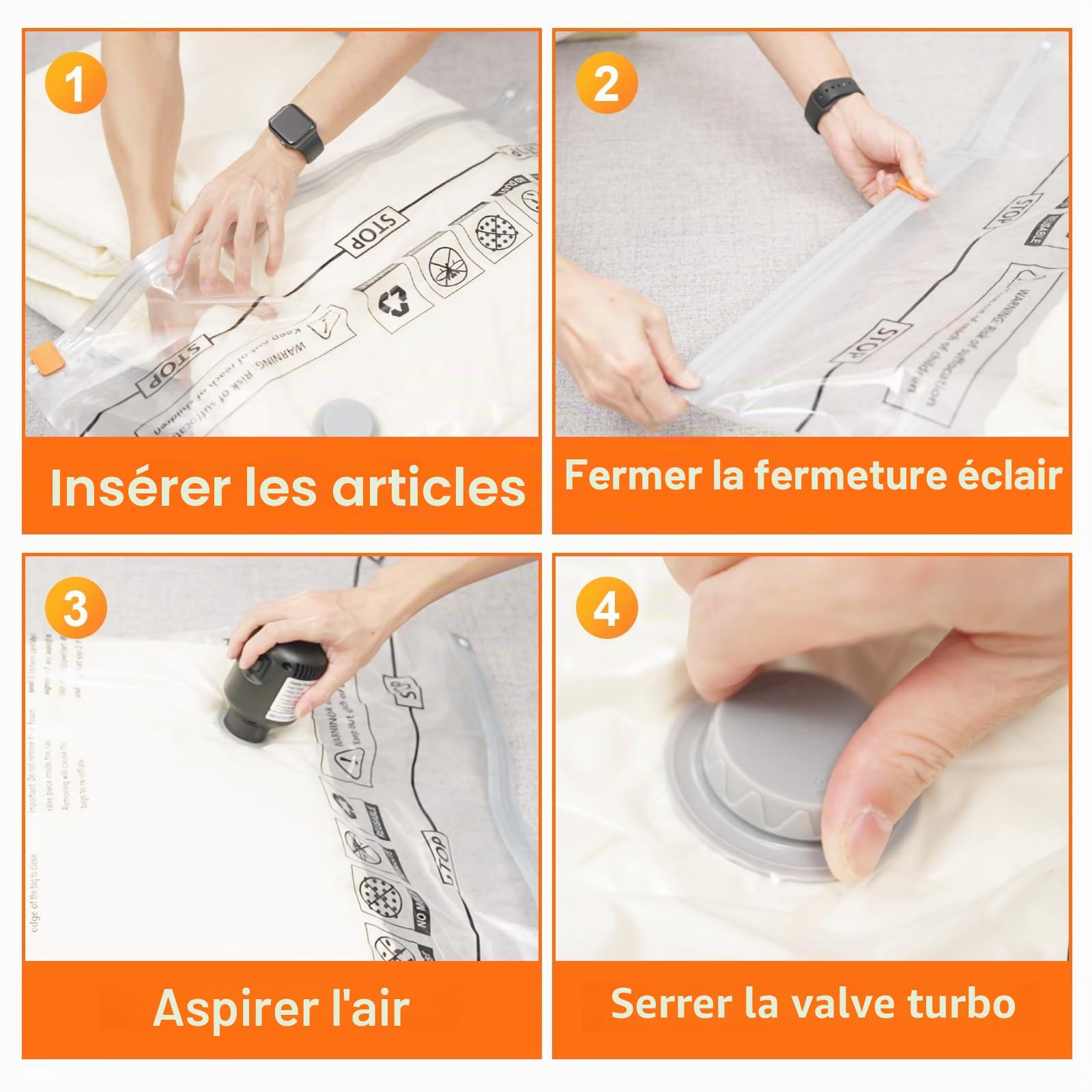 Wevac 20 pièces Sac Vetement Sous Vide Aspirateur (4XL, 4L, 4M, 4S, 4 Rouleaux) avec pompe électrique, sac vide air vêtements Compression de Voyage Réutilisables pour les Couettes, la Literie
