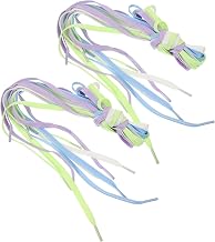 POPETPOP 4 Pairs Luminous Flat Shoe Laces Polyester Rope Laces for Sneakers Basketball Athletic Shoes Casual Footwear with Reflective Glow for Night Safety