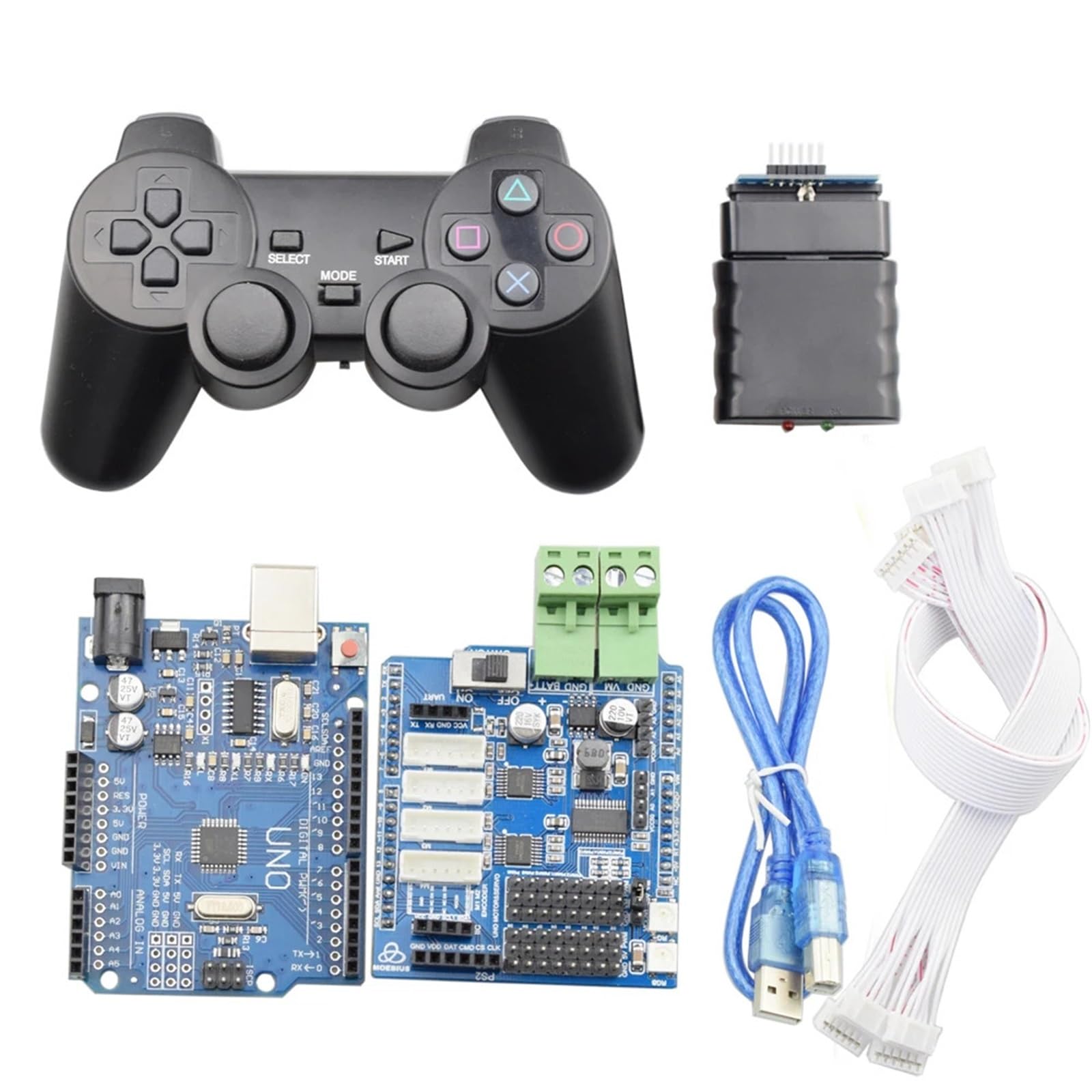 Arduino PS2 uchwyt kontroler RC z płytą sterowniczą silnika prądu stałego dla inteligentnego koła Mecanum samochód robot ramię robota DIY części do zabawek zdalnie sterowanych(RED)
