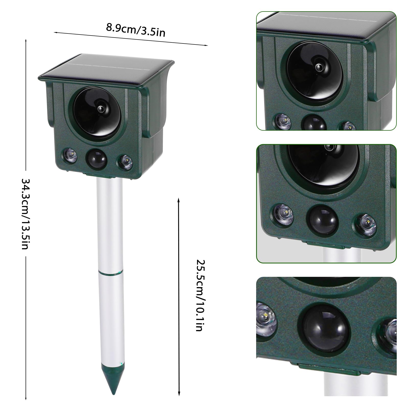 Repelente Ultrasónico De Gatos para Jardines, Repelente De Topos con Ultrasonido y Flash Led, Carga Solar USB, Repelente De Animales para Zorros, Gatos, Perros, Ardillas